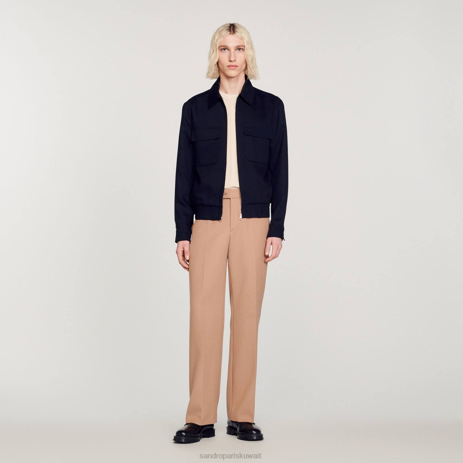 ثياب Sandro Paris سترة متدفقة الأزرق الداكن رجال ZJ00619