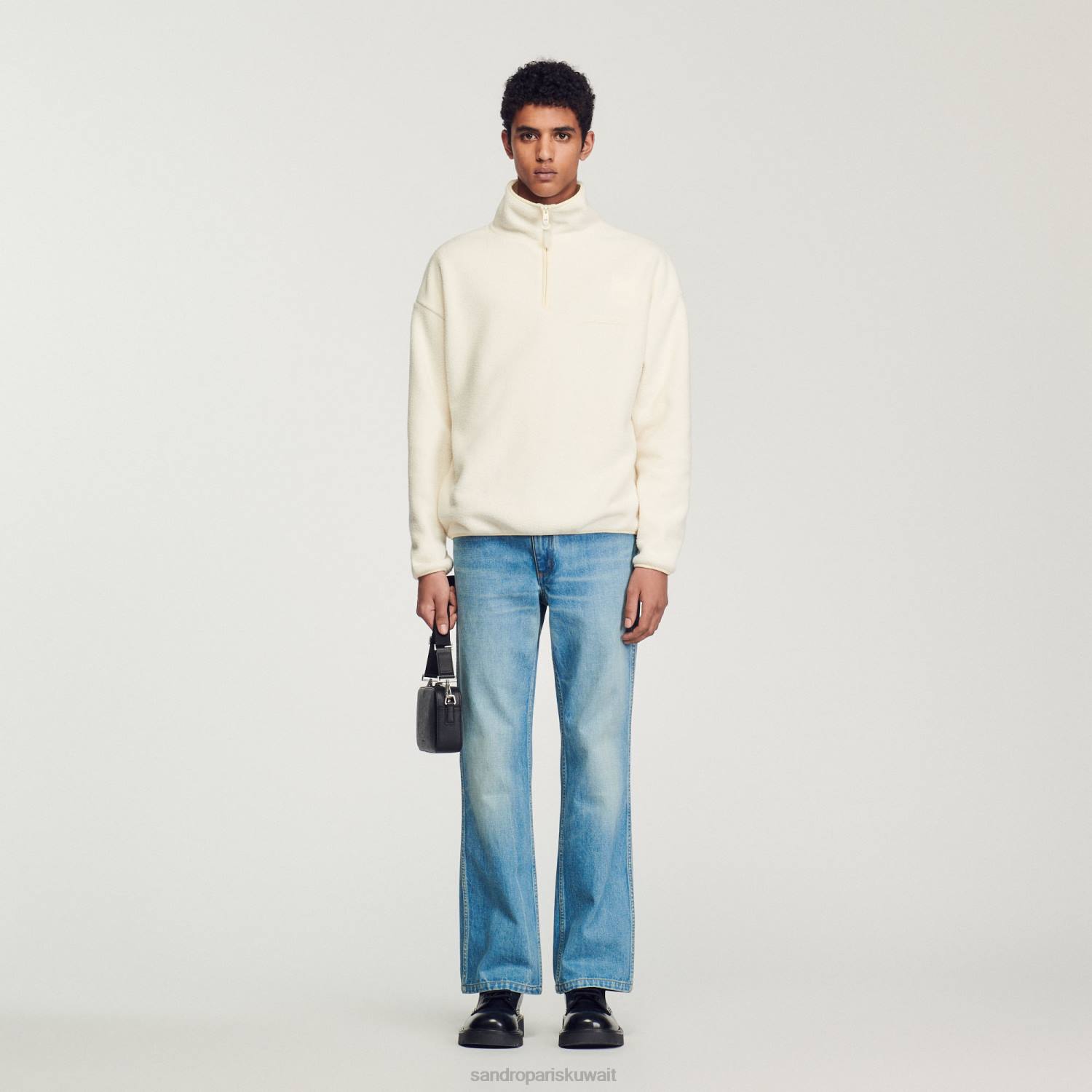 ثياب Sandro Paris الصوف عالية الرقبة بيج فاتح رجال ZJ00623