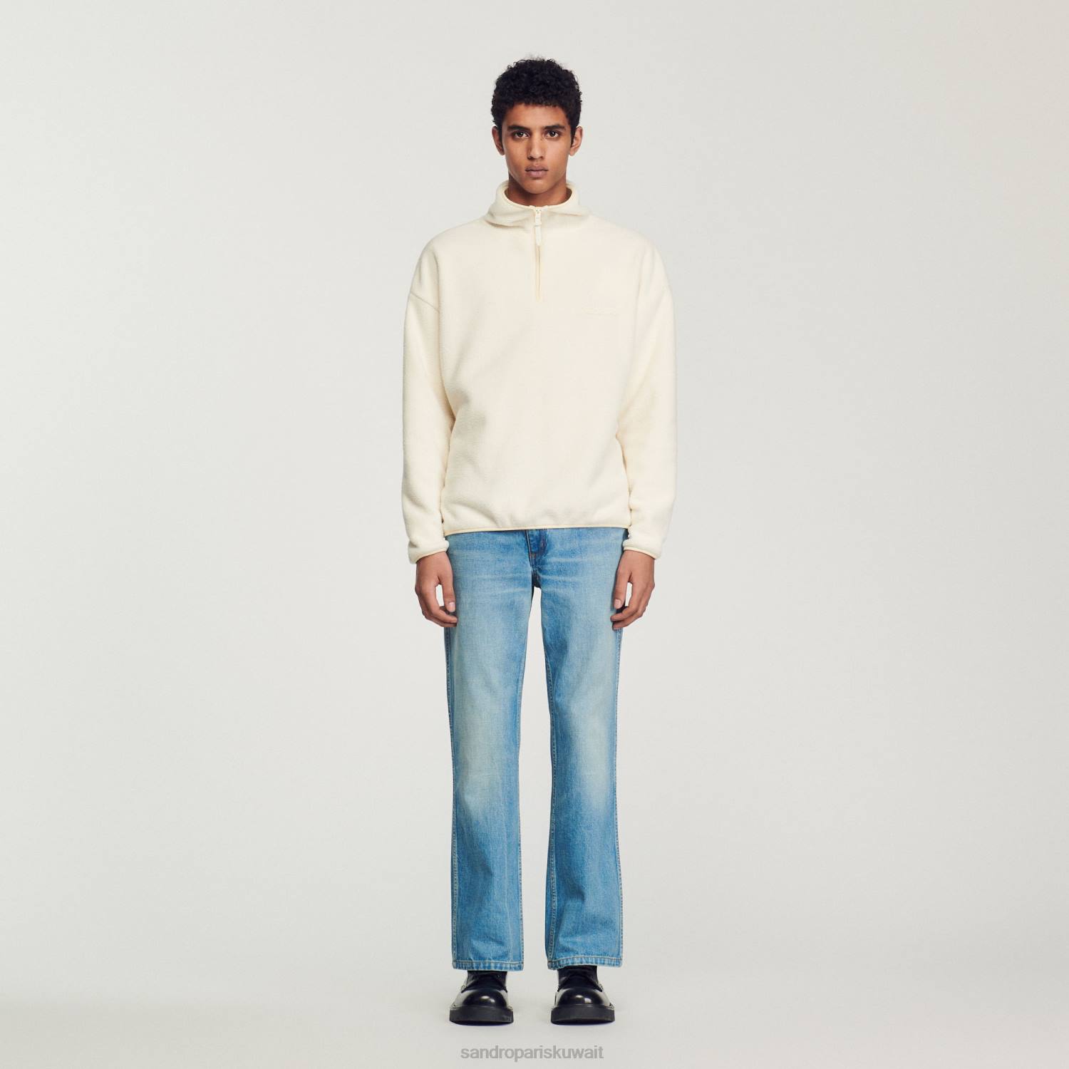 ثياب Sandro Paris الصوف عالية الرقبة بيج فاتح رجال ZJ00623