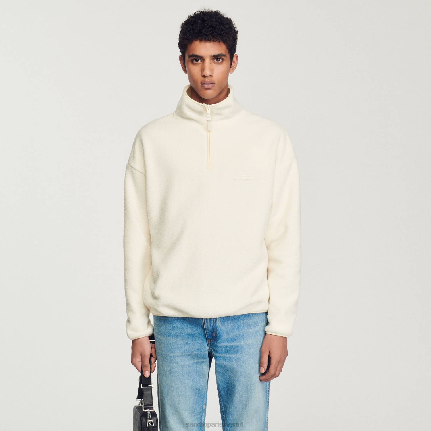 ثياب Sandro Paris الصوف عالية الرقبة بيج فاتح رجال ZJ00623