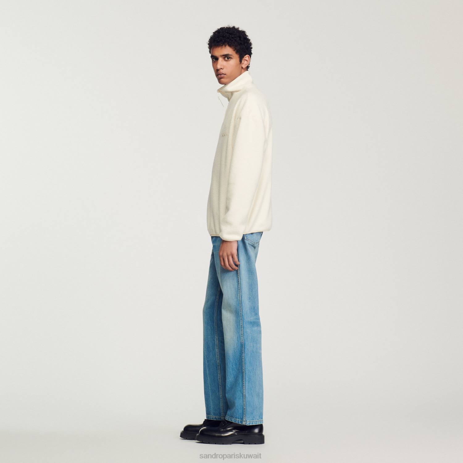 ثياب Sandro Paris الصوف عالية الرقبة بيج فاتح رجال ZJ00623