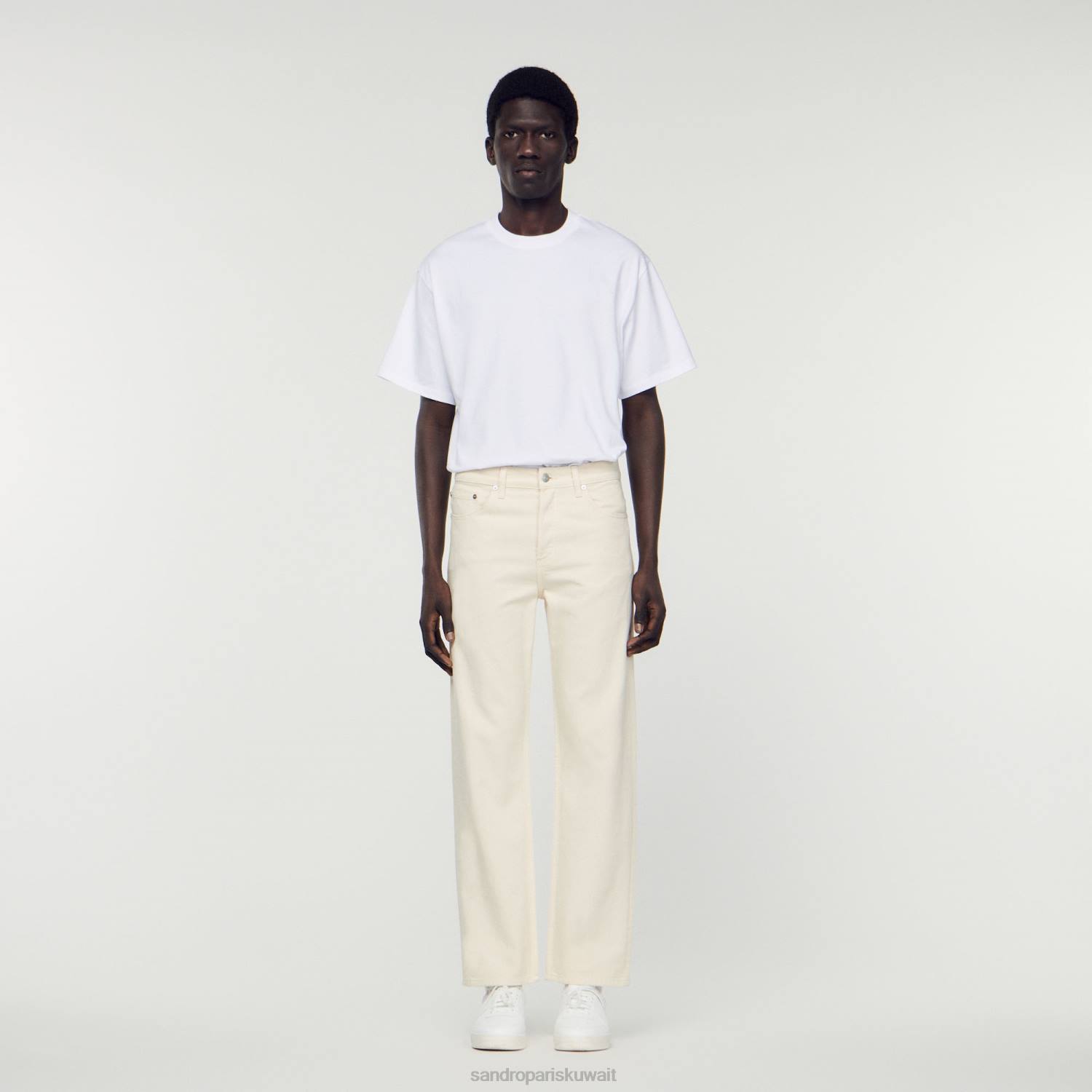 ثياب Sandro Paris الجينز القطني بيج فاتح رجال ZJ00626