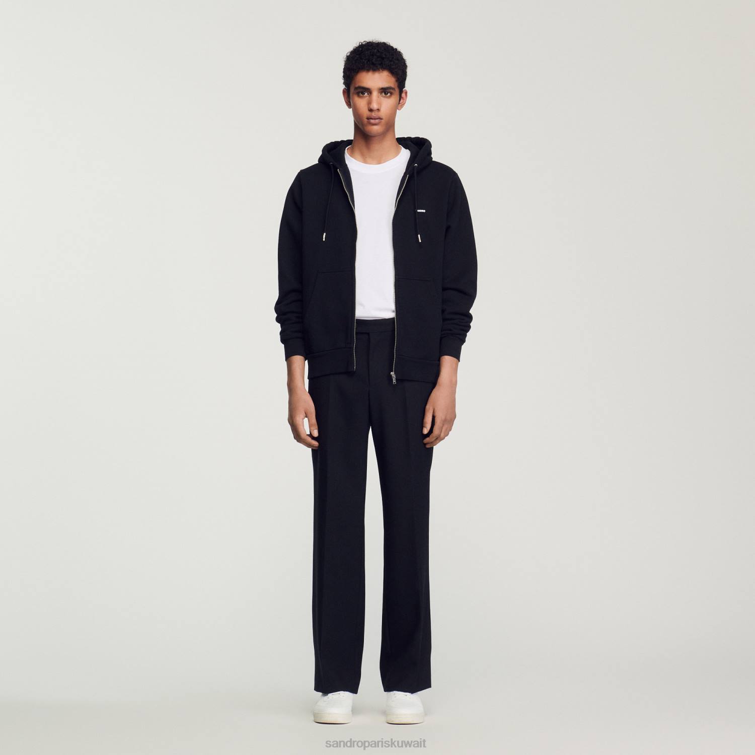 ثياب Sandro Paris هوديي الصوف أسود رجال ZJ00627