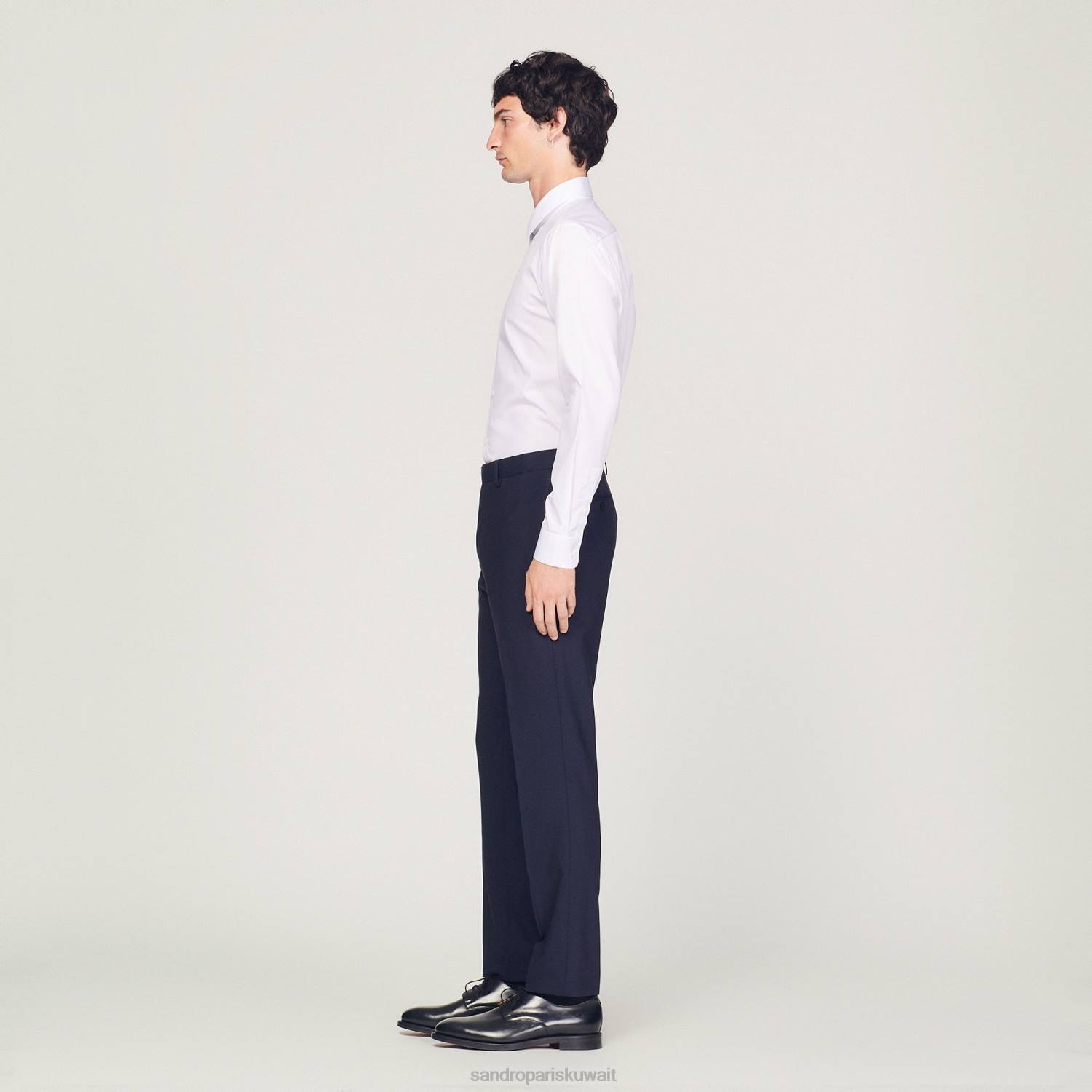 ثياب Sandro Paris بنطلون بدلة صوف كلاسيكي الأزرق الداكن رجال ZJ00633