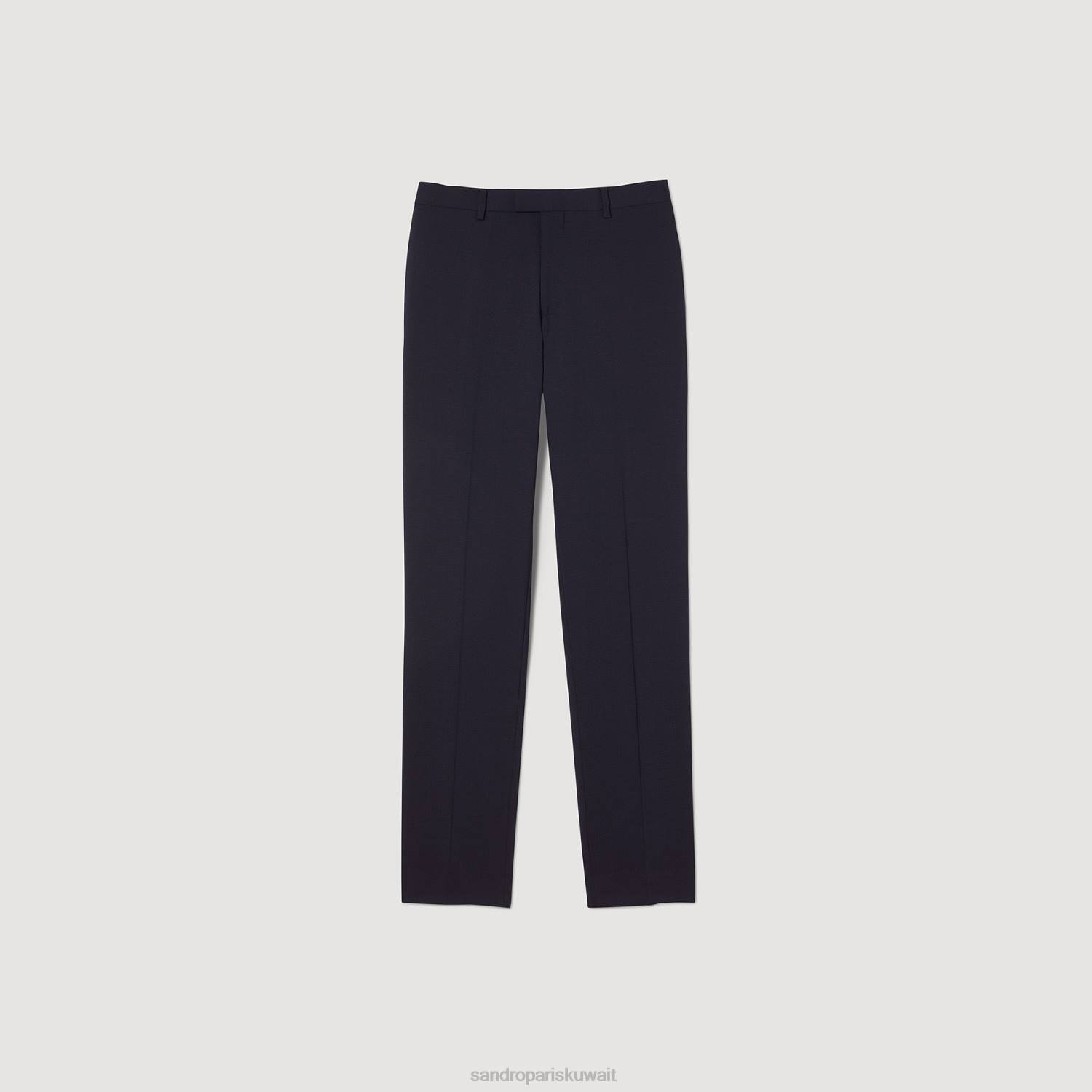ثياب Sandro Paris بنطلون بدلة صوف كلاسيكي الأزرق الداكن رجال ZJ00633
