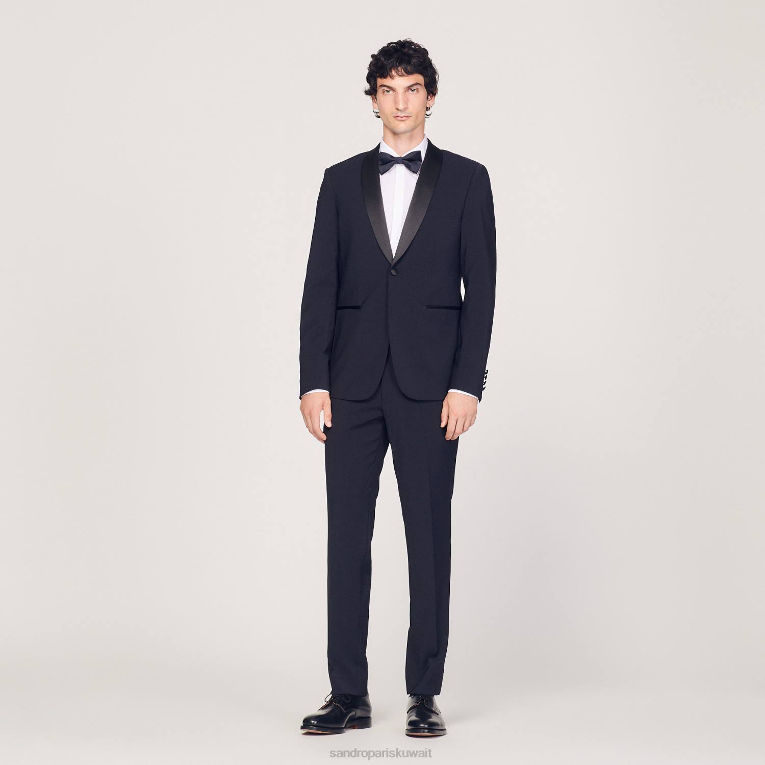 ثياب Sandro Paris سترة سهرة مع الساتان الأزرق الداكن رجال ZJ00638