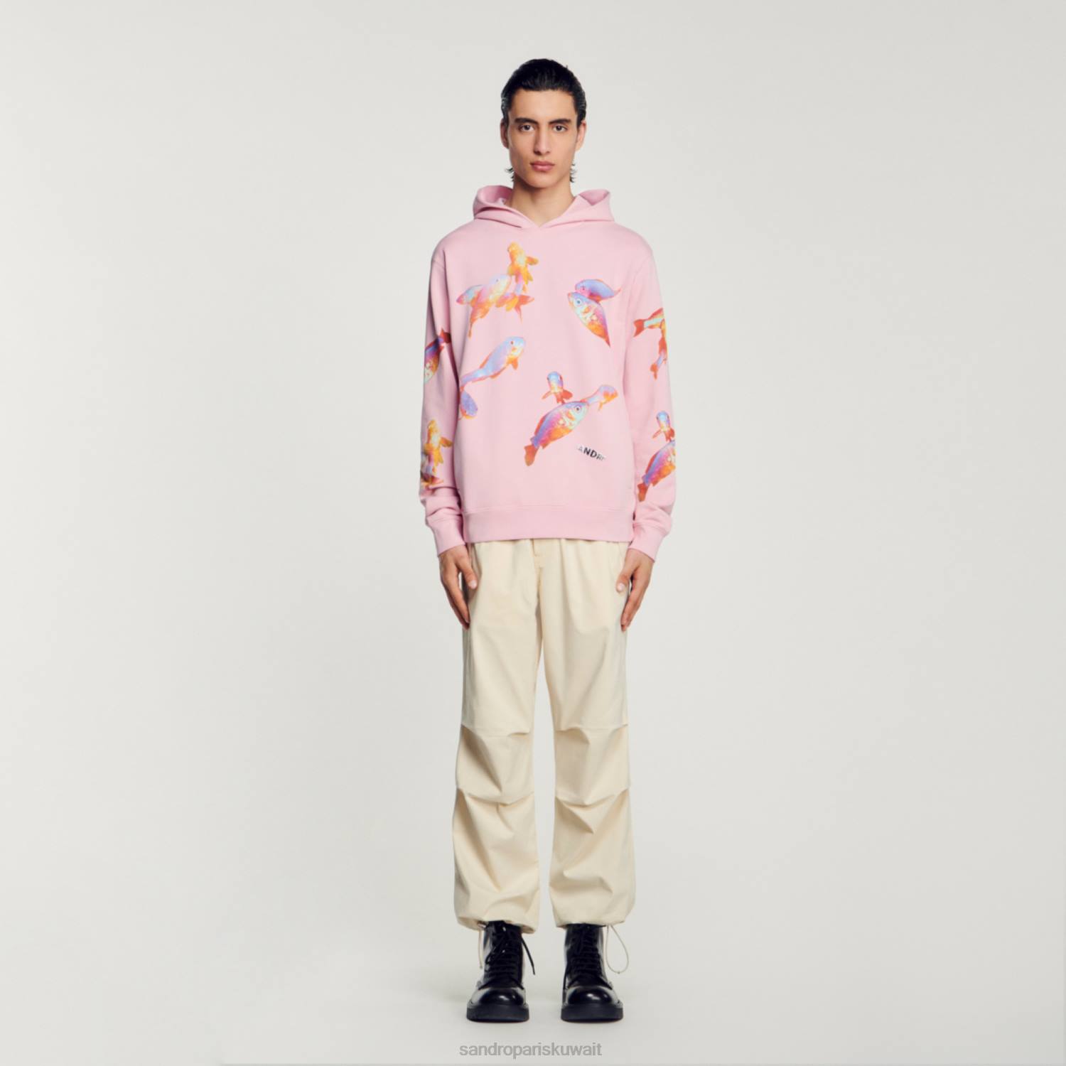 ثياب Sandro Paris مقنعين البلوز المطبوعة لون القرنفل رجال ZJ00642