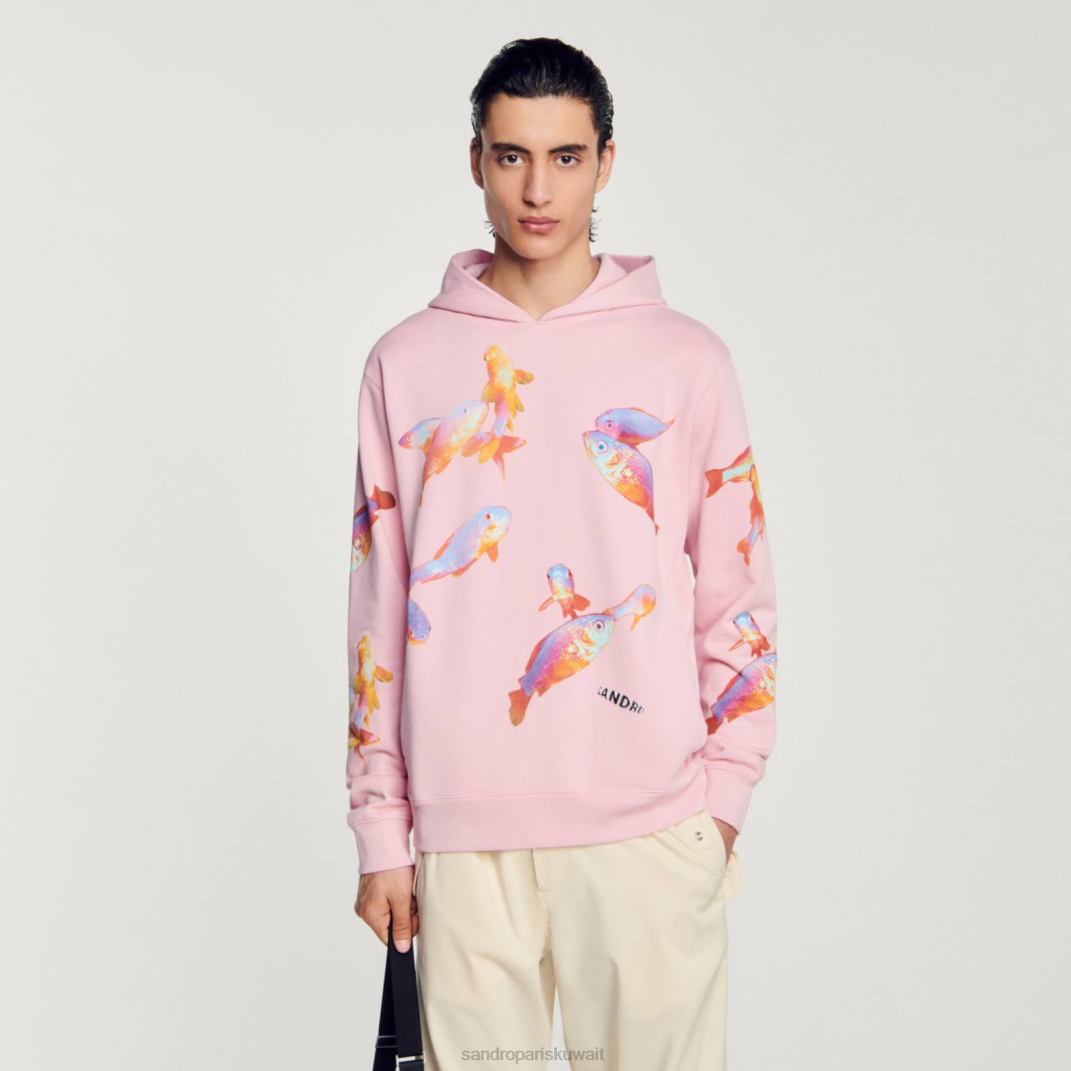 ثياب Sandro Paris مقنعين البلوز المطبوعة لون القرنفل رجال ZJ00642