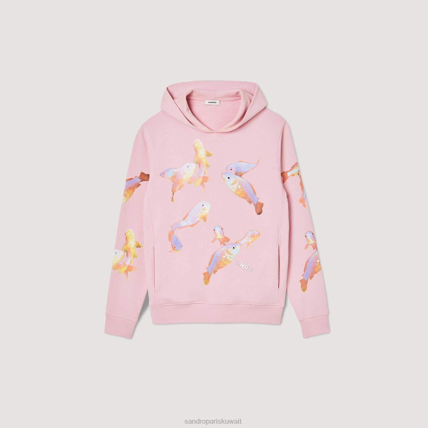 ثياب Sandro Paris مقنعين البلوز المطبوعة لون القرنفل رجال ZJ00642