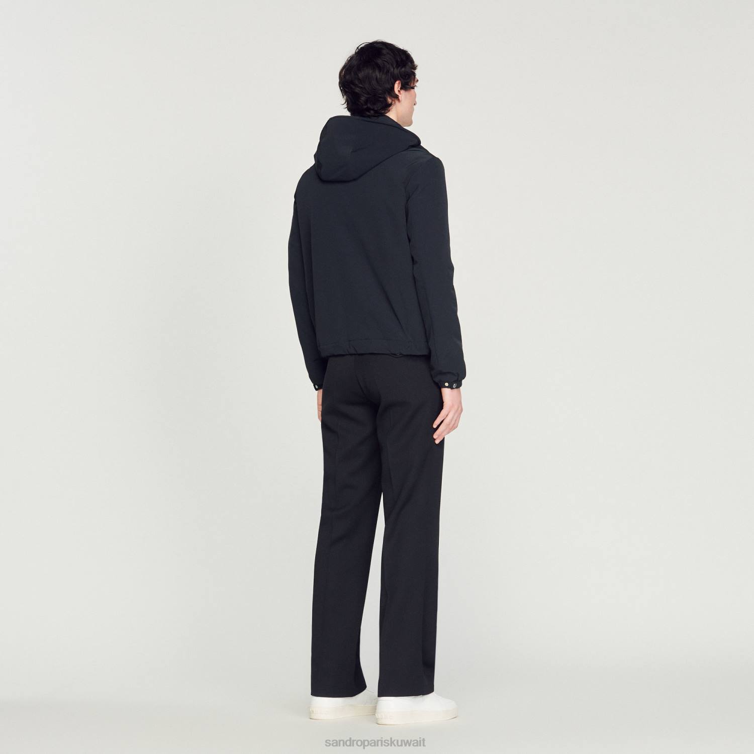 ثياب Sandro Paris سترة النسيج التقنية الأزرق الداكن رجال ZJ00644