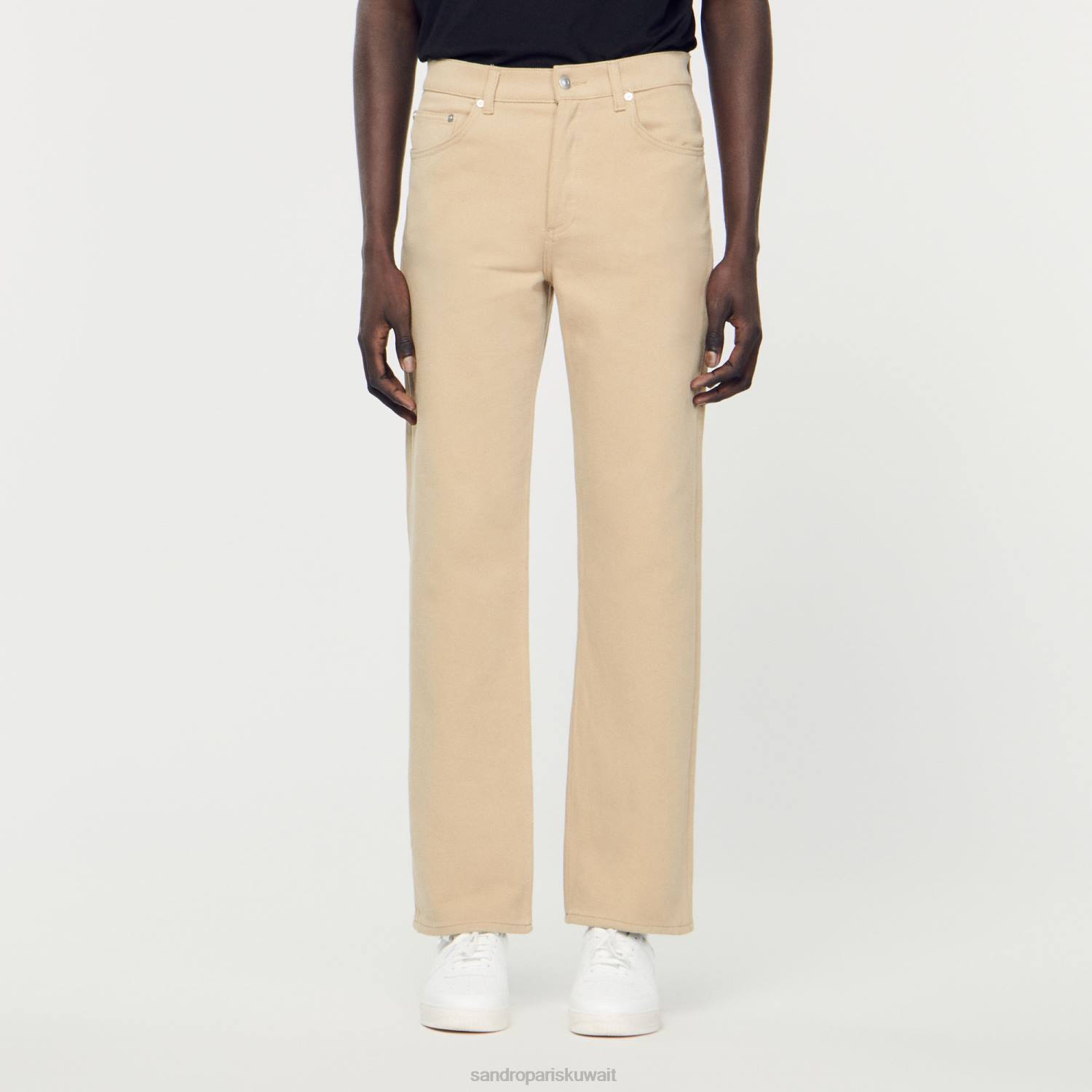 ثياب Sandro Paris جينز قطن مستقيم اللون البيج رجال ZJ00647