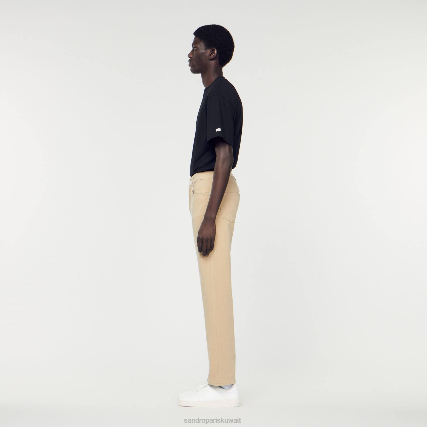 ثياب Sandro Paris جينز قطن مستقيم اللون البيج رجال ZJ00647