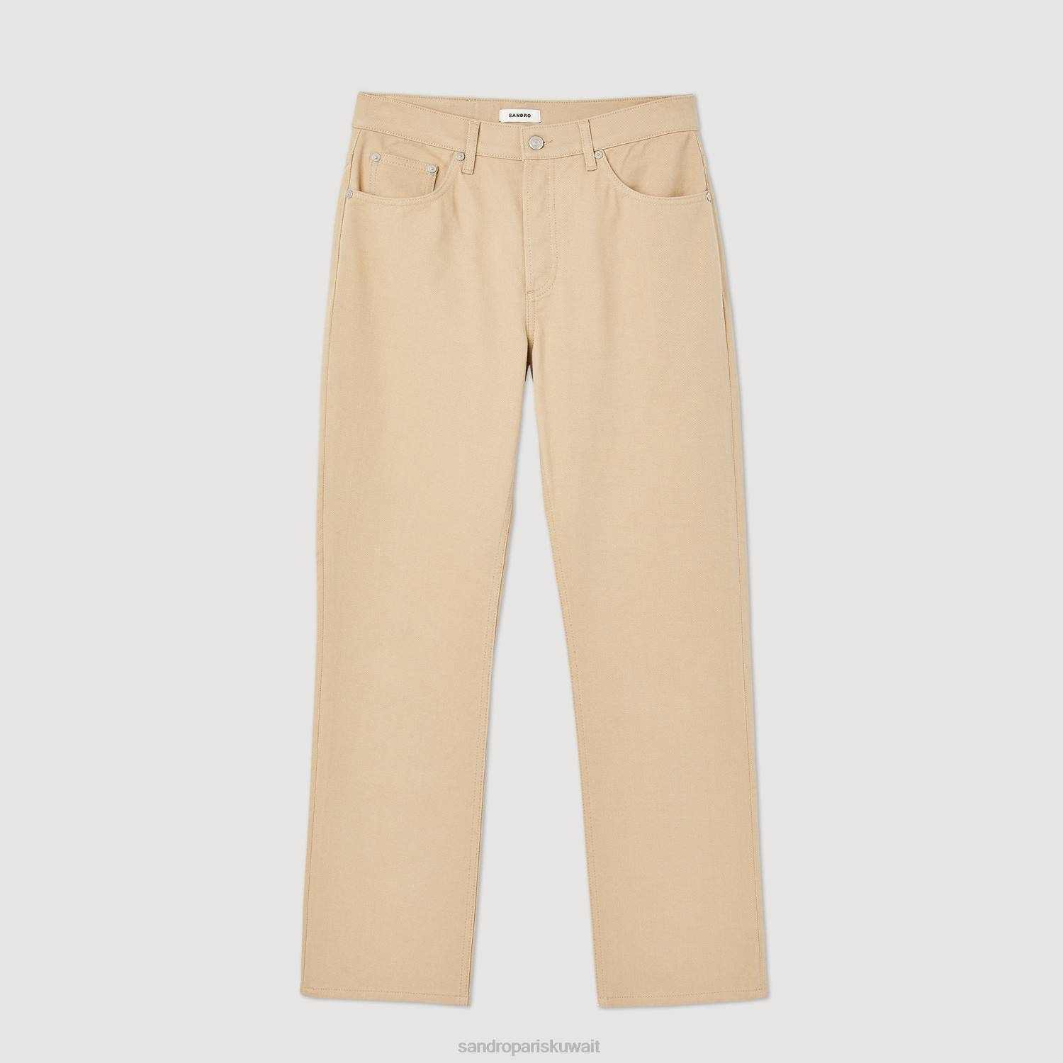 ثياب Sandro Paris جينز قطن مستقيم اللون البيج رجال ZJ00647