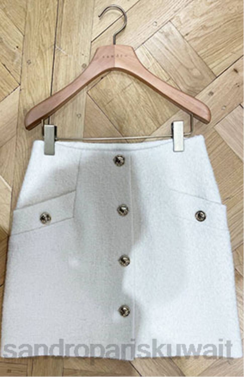 ثياب Sandro Paris تنورة قصيرة من القماش أبيض نحيف ZJ0065