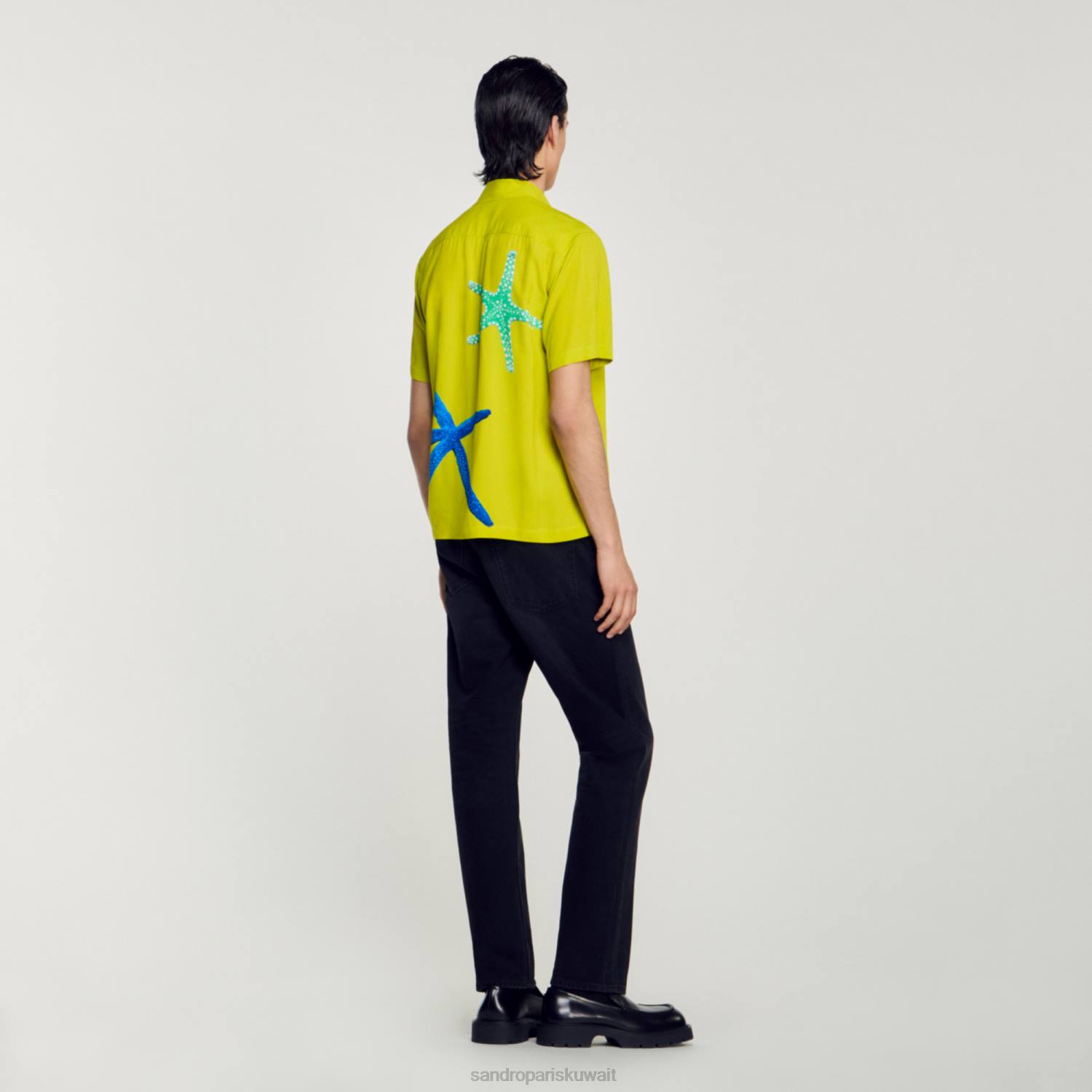 ثياب Sandro Paris قميص نجم البحر اليانسون الأخضر رجال ZJ00653