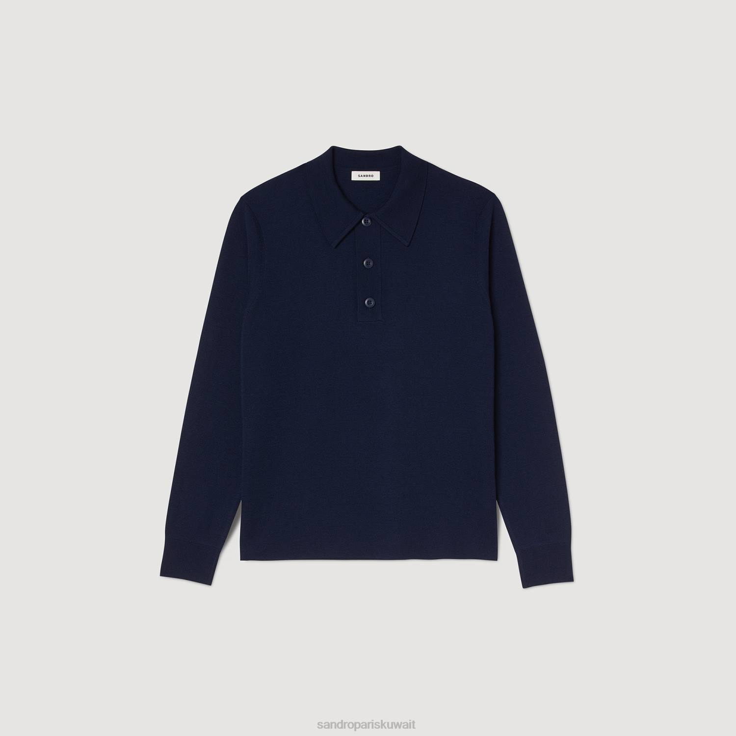 ثياب Sandro Paris سترة مع طوق بولو أزرق رجال ZJ00654