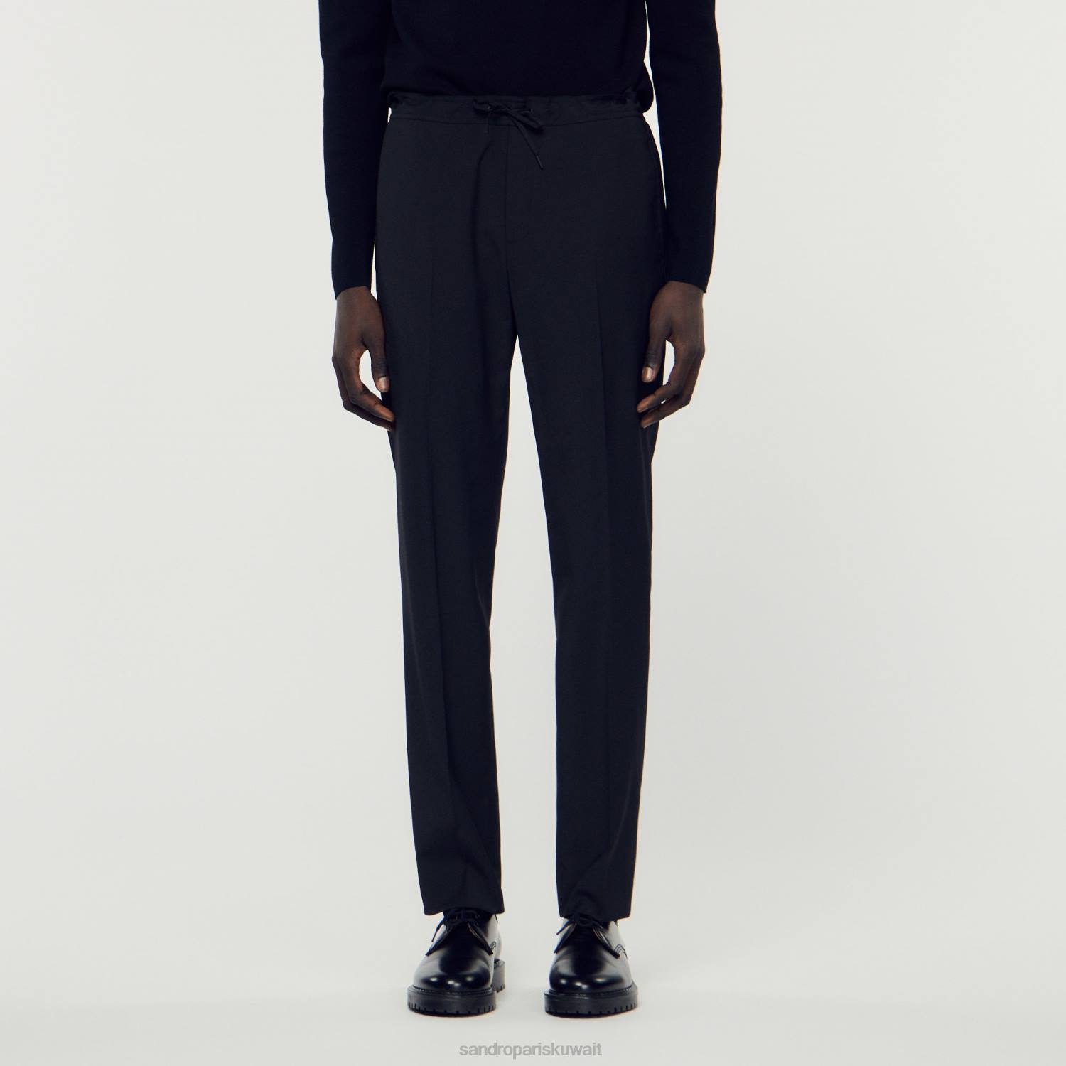 ثياب Sandro Paris بنطال بخصر مطاطي أسود رجال ZJ00656