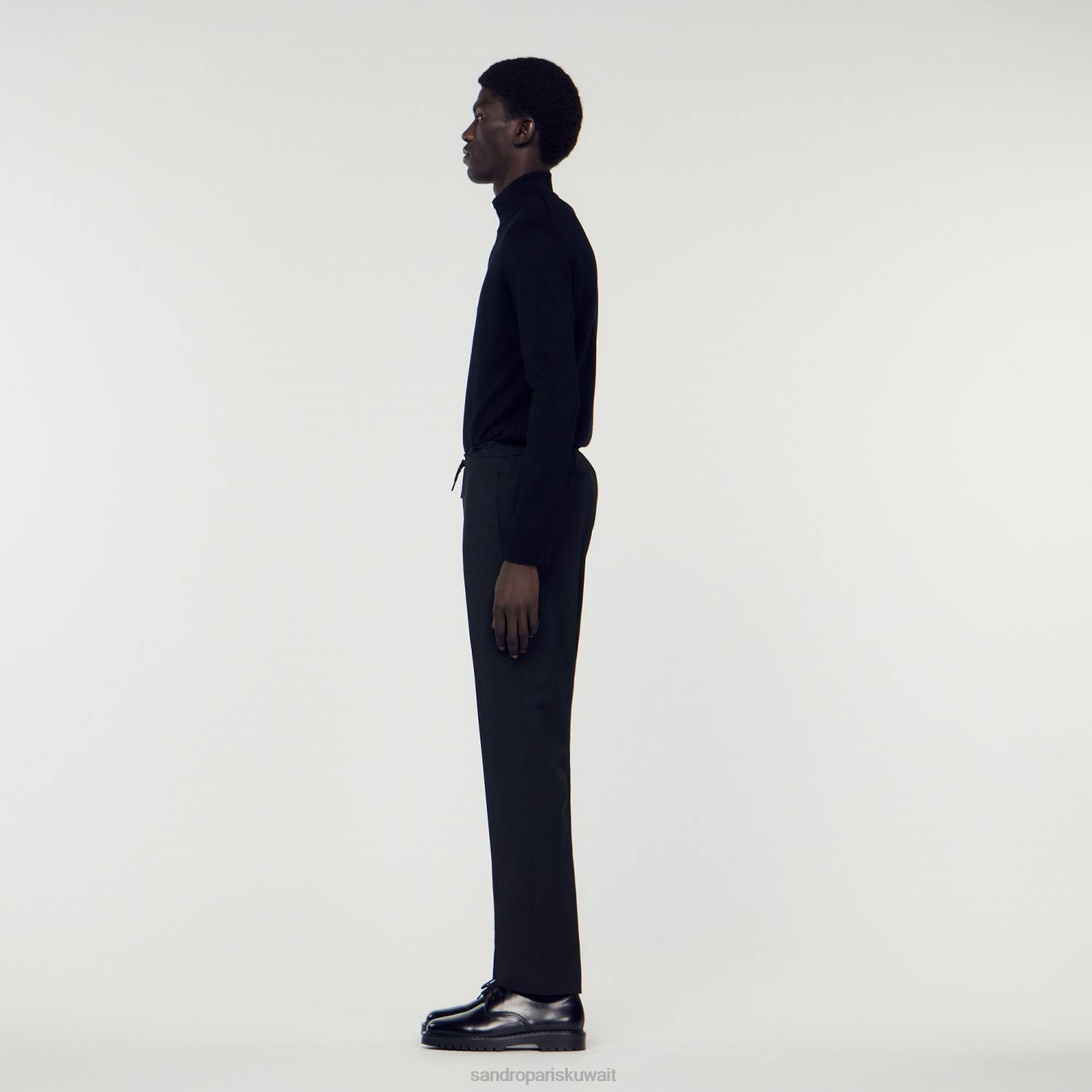 ثياب Sandro Paris بنطال بخصر مطاطي أسود رجال ZJ00656