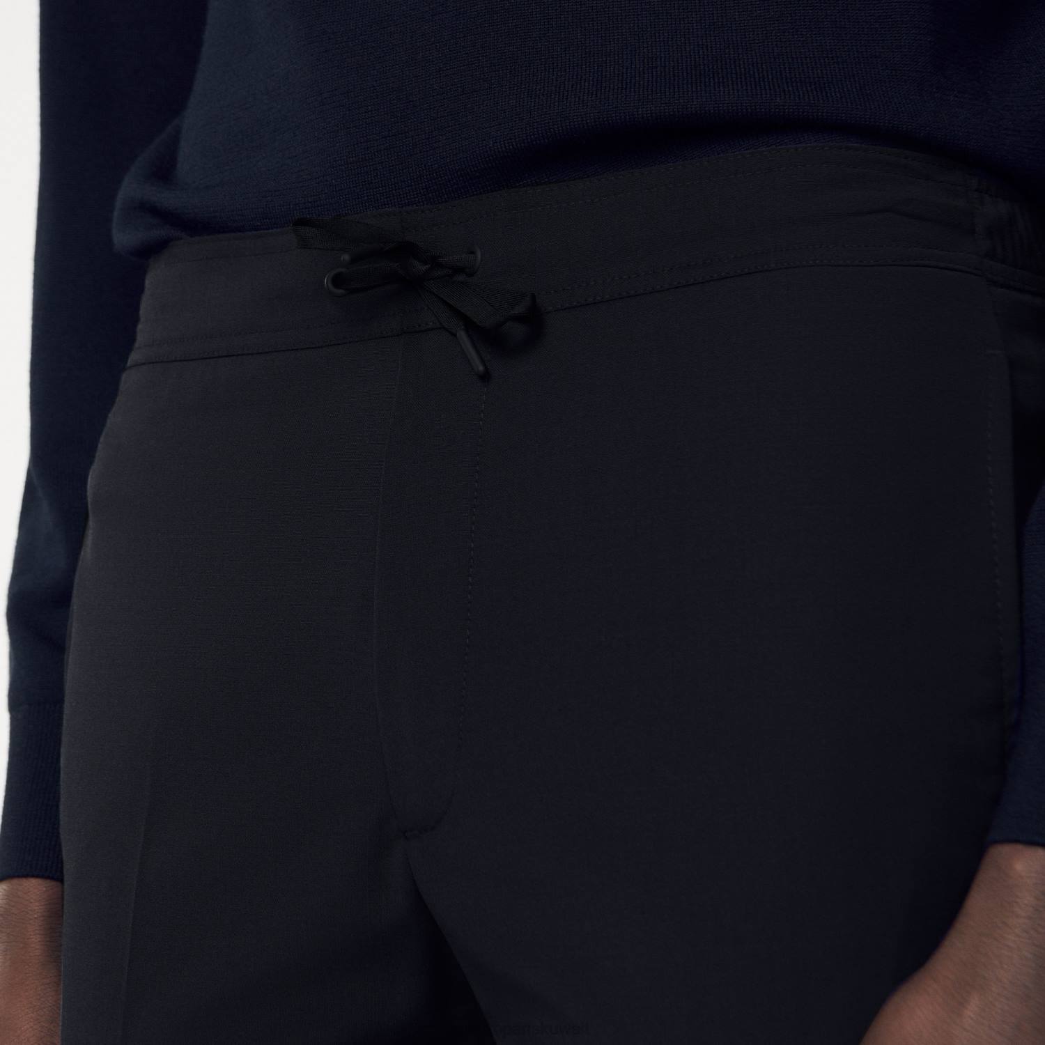 ثياب Sandro Paris بنطال بخصر مطاطي الأزرق الداكن رجال ZJ00657