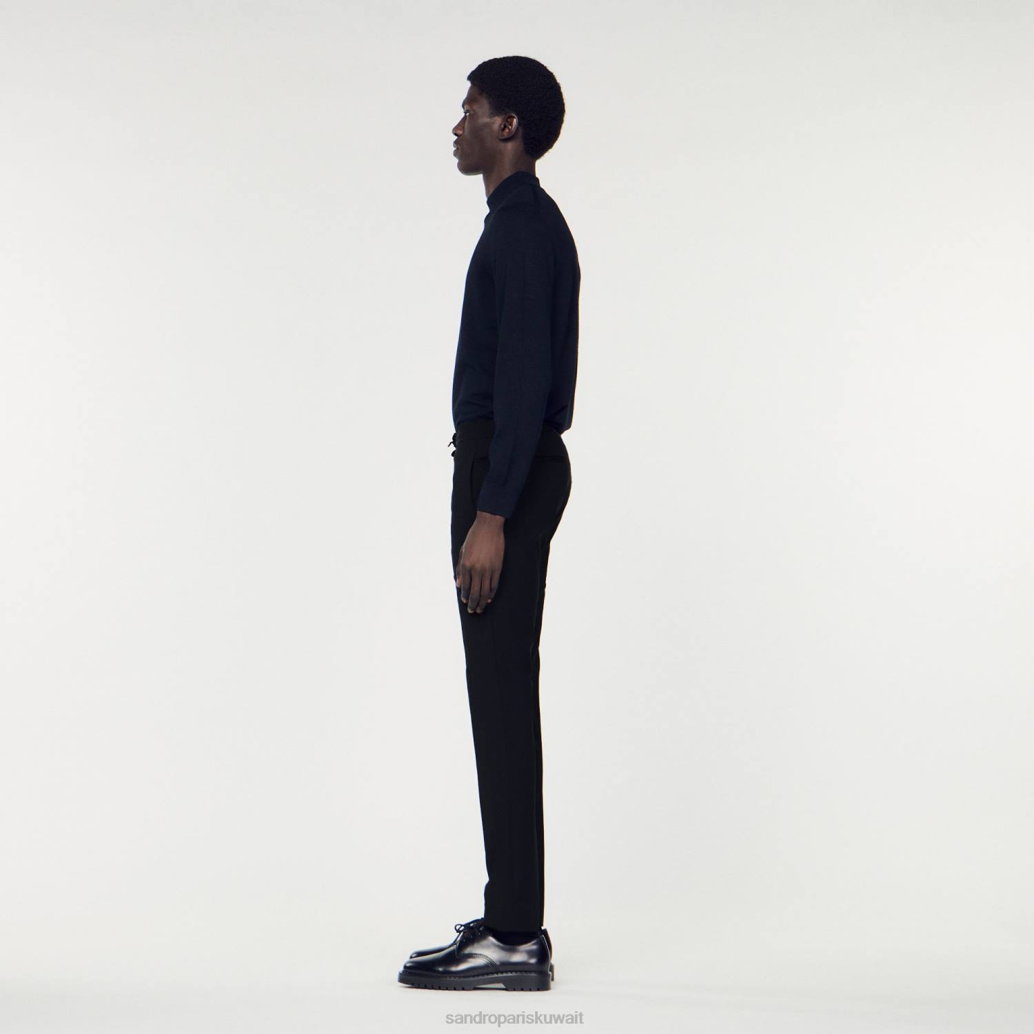 ثياب Sandro Paris بنطال بخصر مطاطي الأزرق الداكن رجال ZJ00657