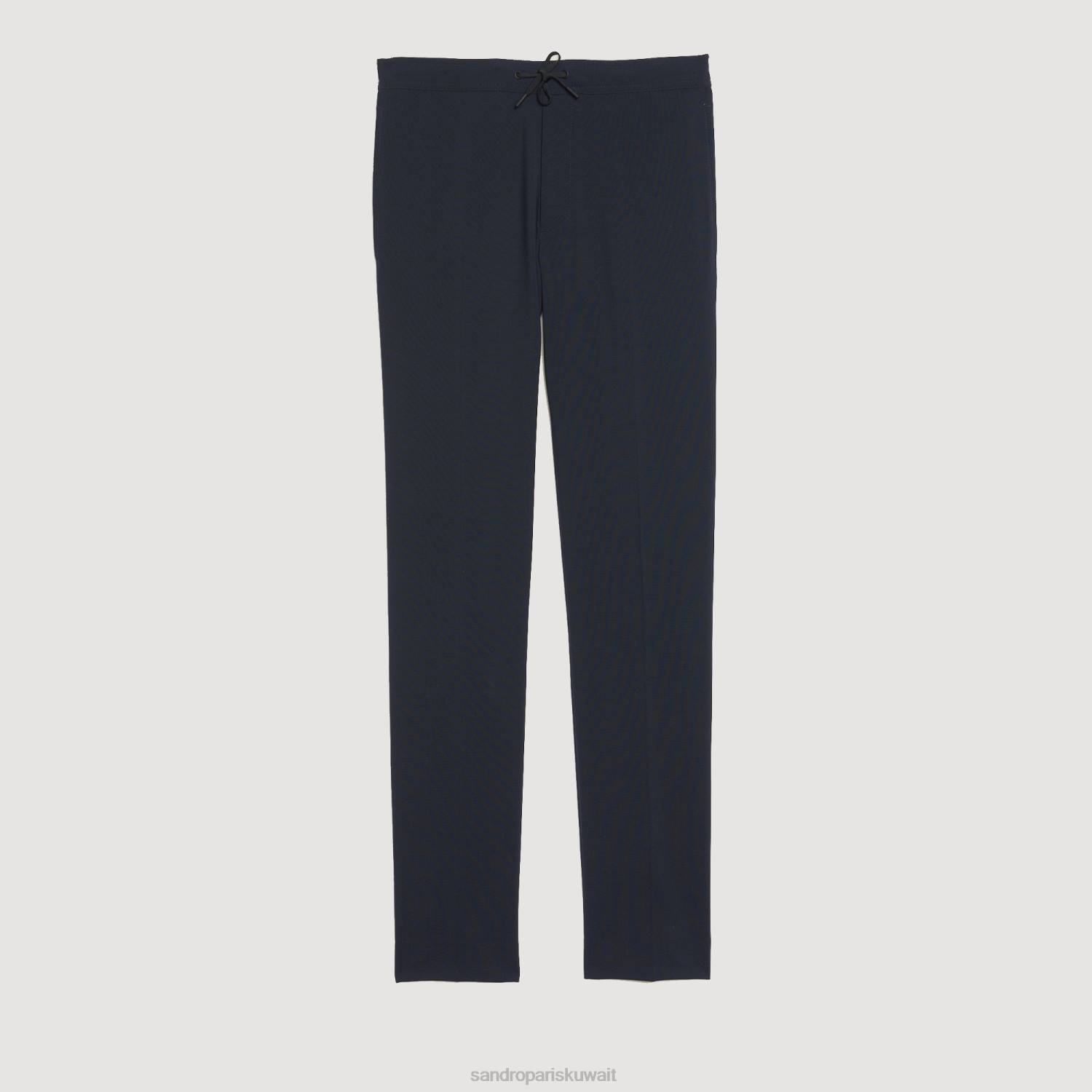 ثياب Sandro Paris بنطال بخصر مطاطي الأزرق الداكن رجال ZJ00657