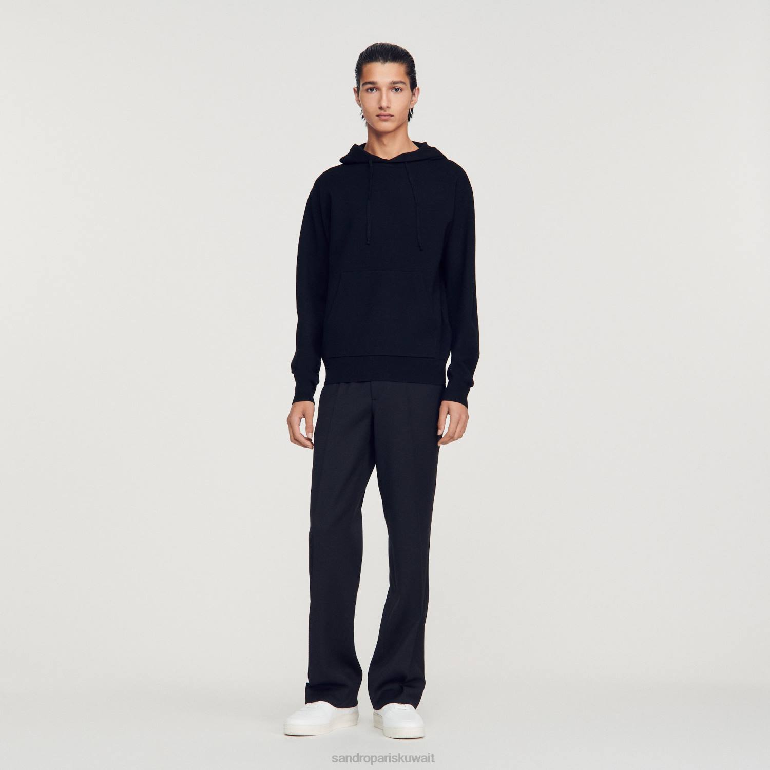 ثياب Sandro Paris هوديي متماسكة أسود رجال ZJ00659
