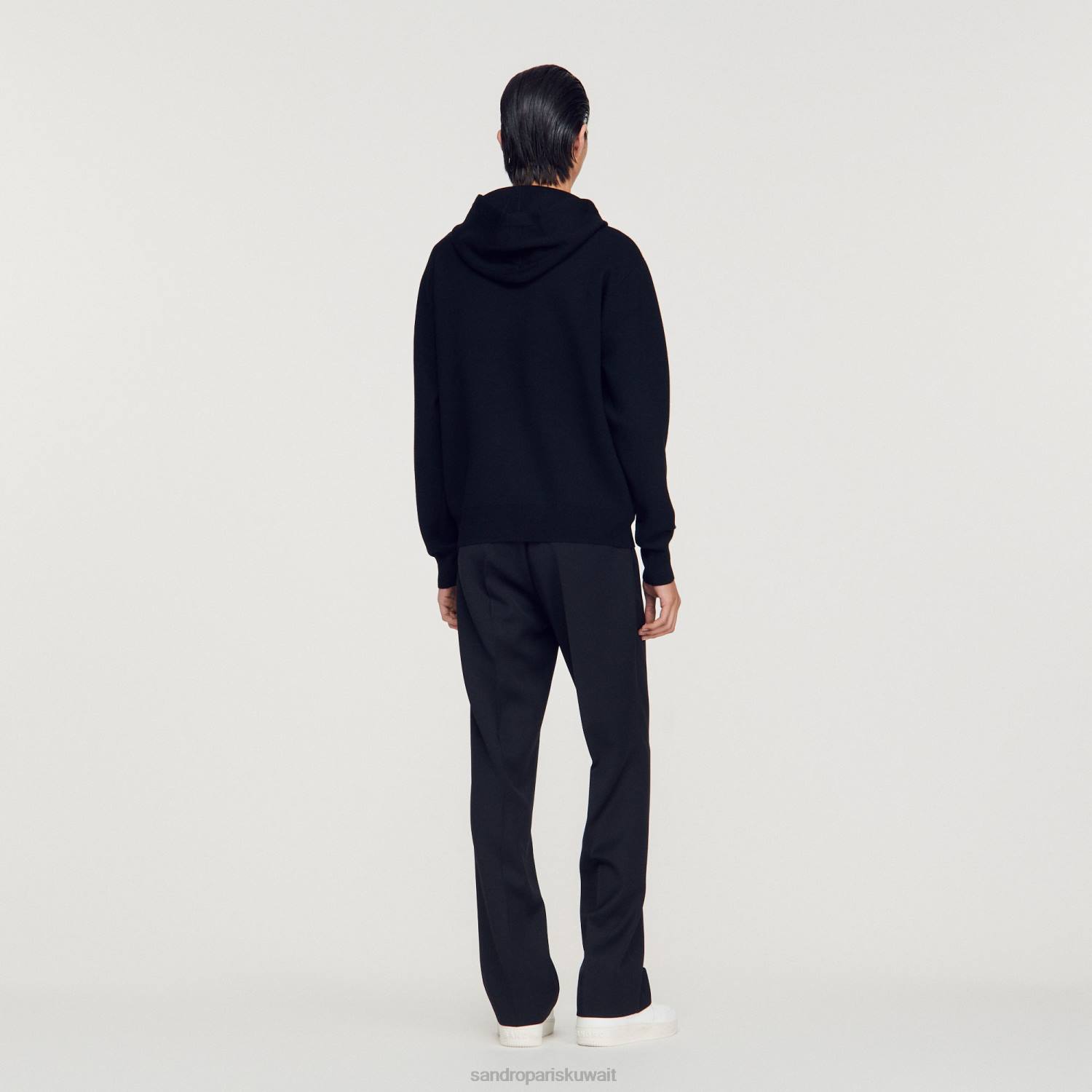ثياب Sandro Paris هوديي متماسكة أسود رجال ZJ00659