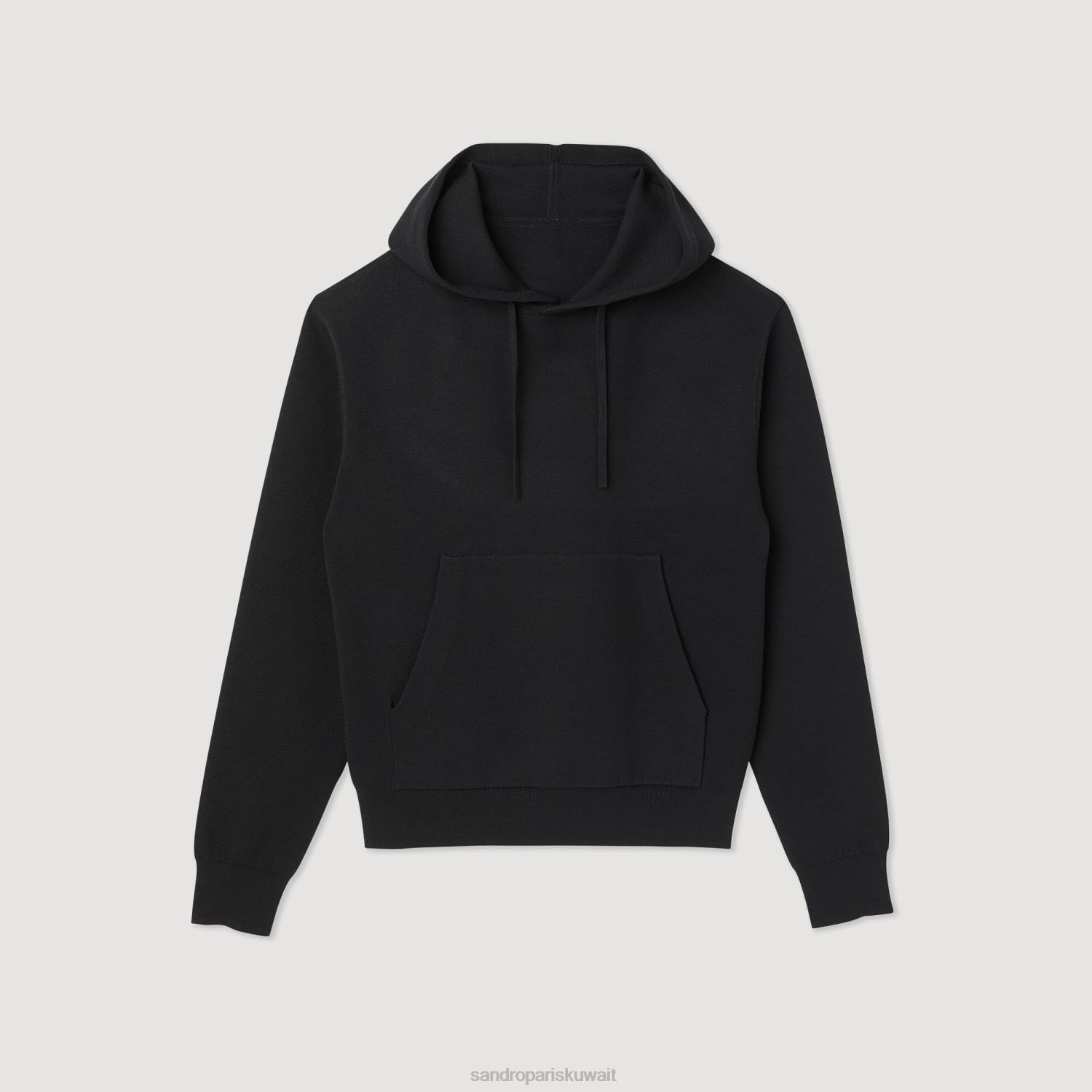 ثياب Sandro Paris هوديي متماسكة أسود رجال ZJ00659