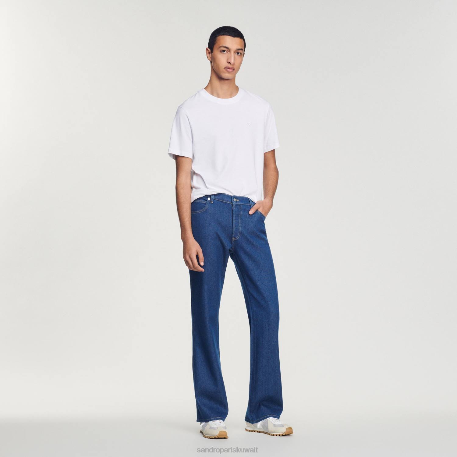 ثياب Sandro Paris القطن تي شيرت أبيض رجال ZJ00666