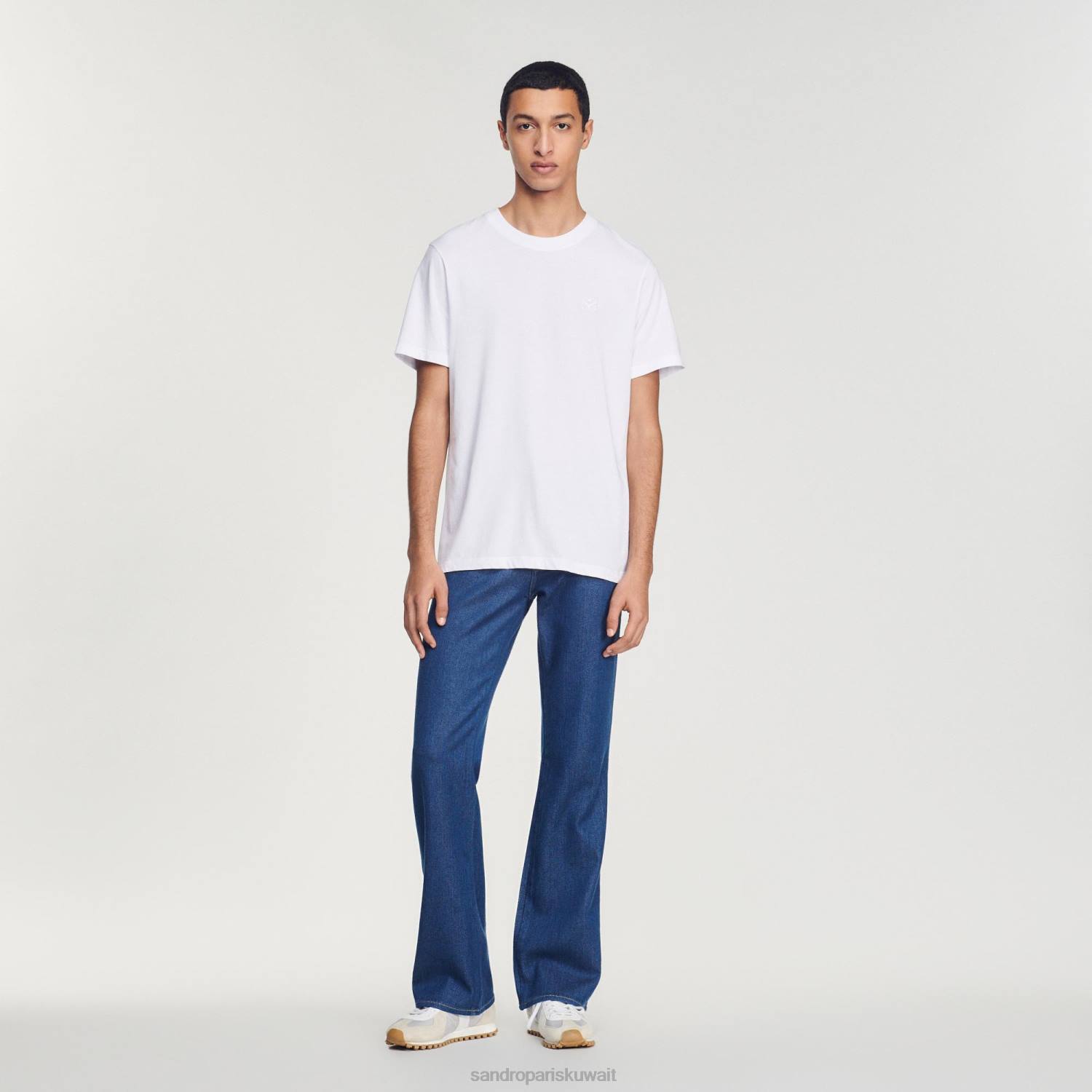 ثياب Sandro Paris القطن تي شيرت أبيض رجال ZJ00666