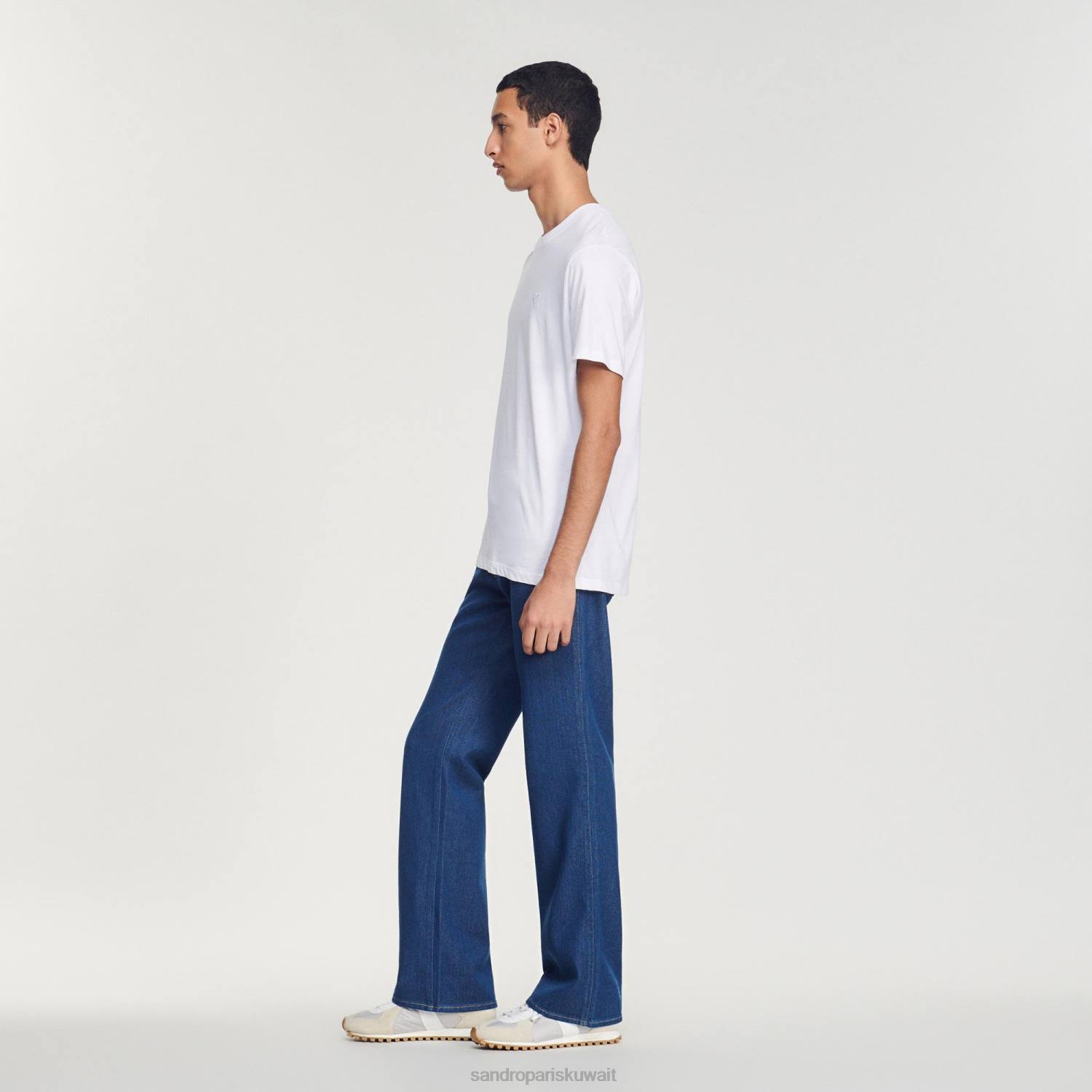 ثياب Sandro Paris القطن تي شيرت أبيض رجال ZJ00666