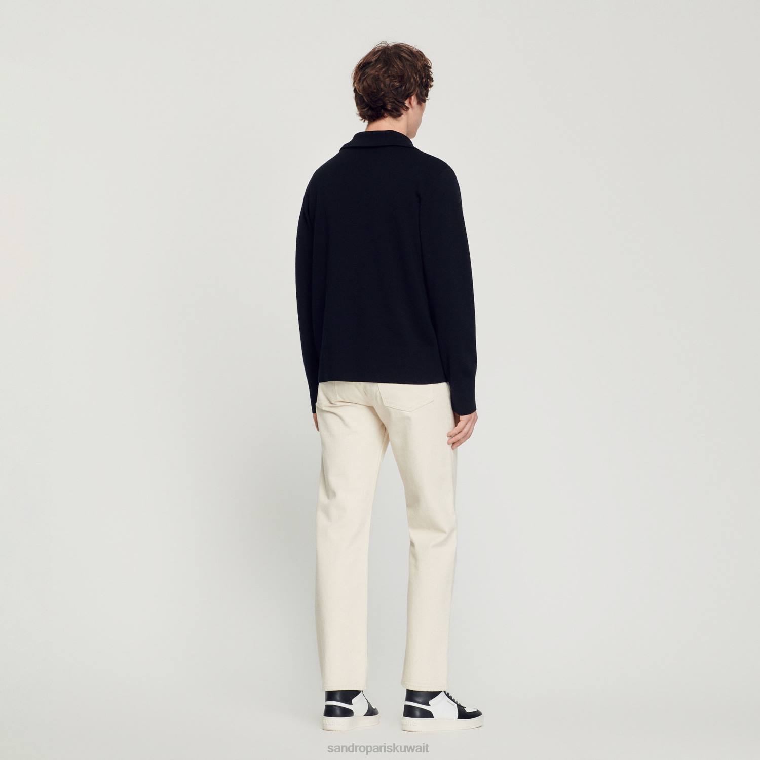 ثياب Sandro Paris سترة من الصوف بسحاب أسود رجال ZJ00667