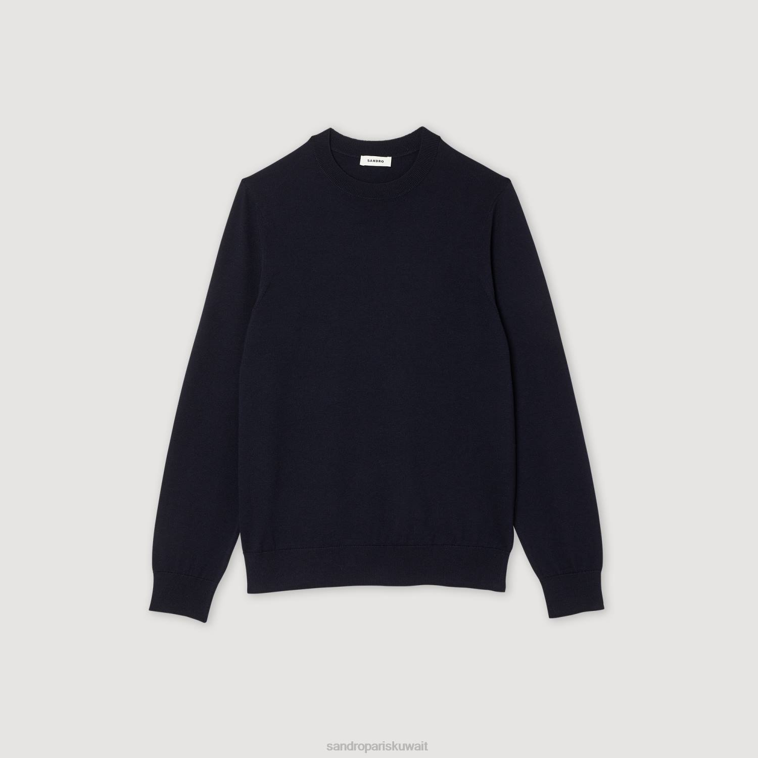 ثياب Sandro Paris سترة ميرينو محبوكة الأزرق الداكن رجال ZJ00670