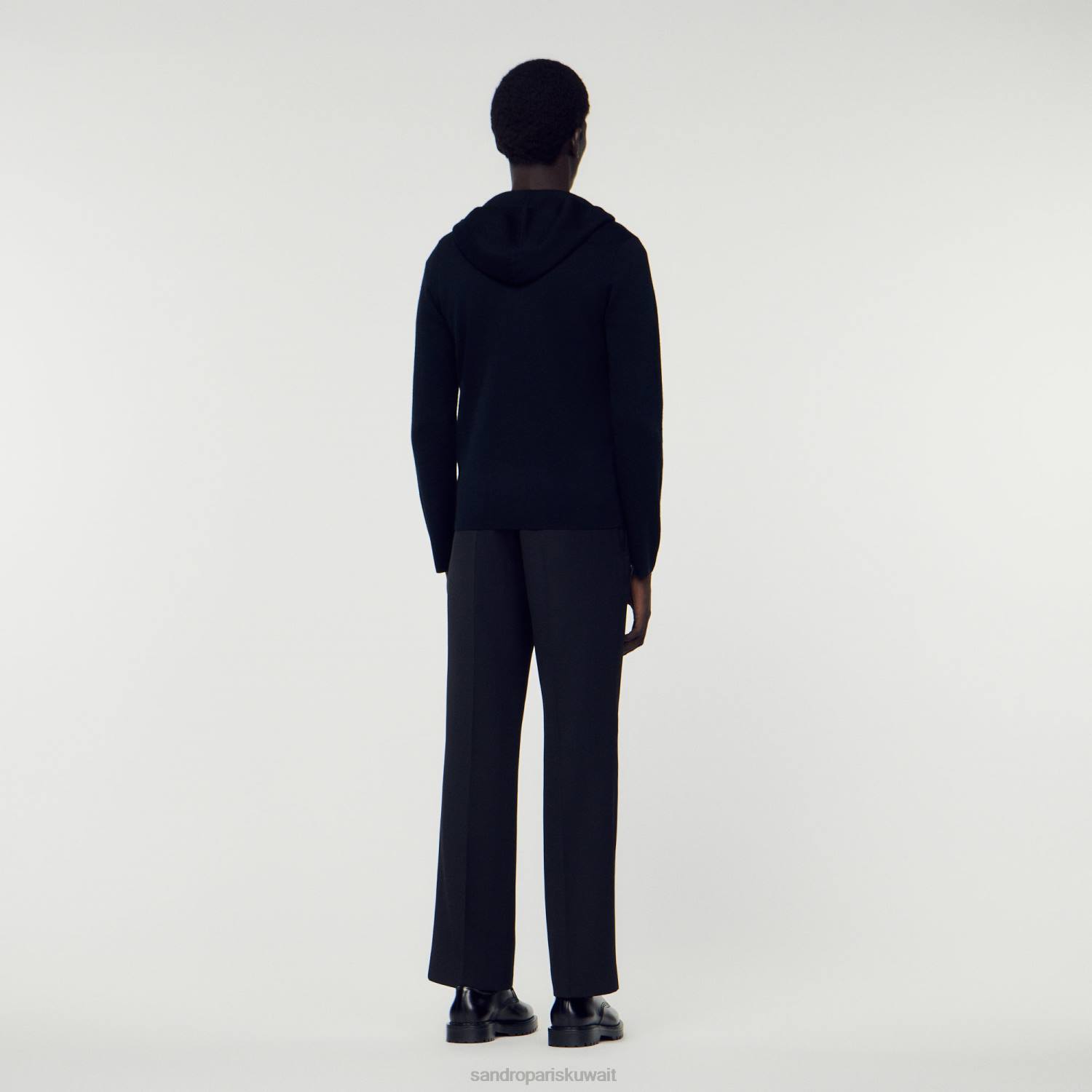 ثياب Sandro Paris سترة مضغوطة مع غطاء محرك السيارة أسود رجال ZJ00672