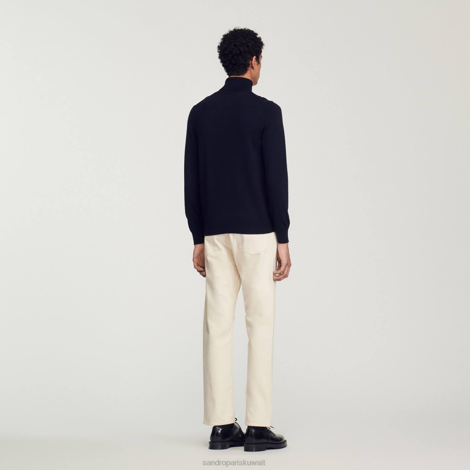 ثياب Sandro Paris سترة صوفية برقبة دائرية الأزرق الداكن رجال ZJ00675