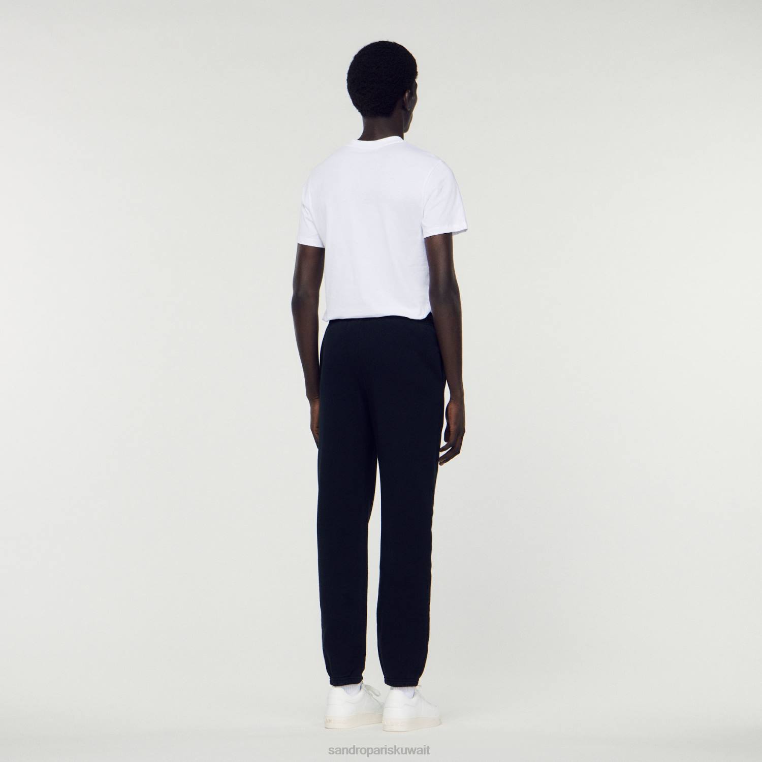 ثياب Sandro Paris قيعان الركض الصوفية المطرزة أسود رجال ZJ00678