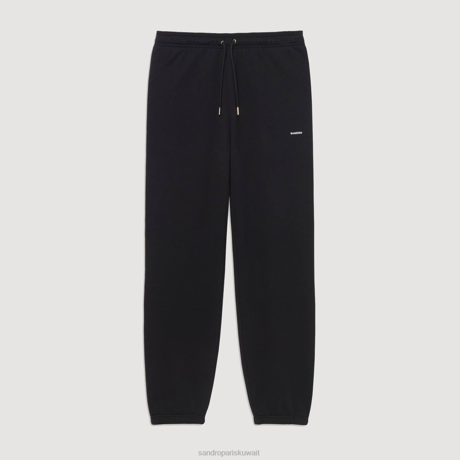ثياب Sandro Paris قيعان الركض الصوفية المطرزة أسود رجال ZJ00678