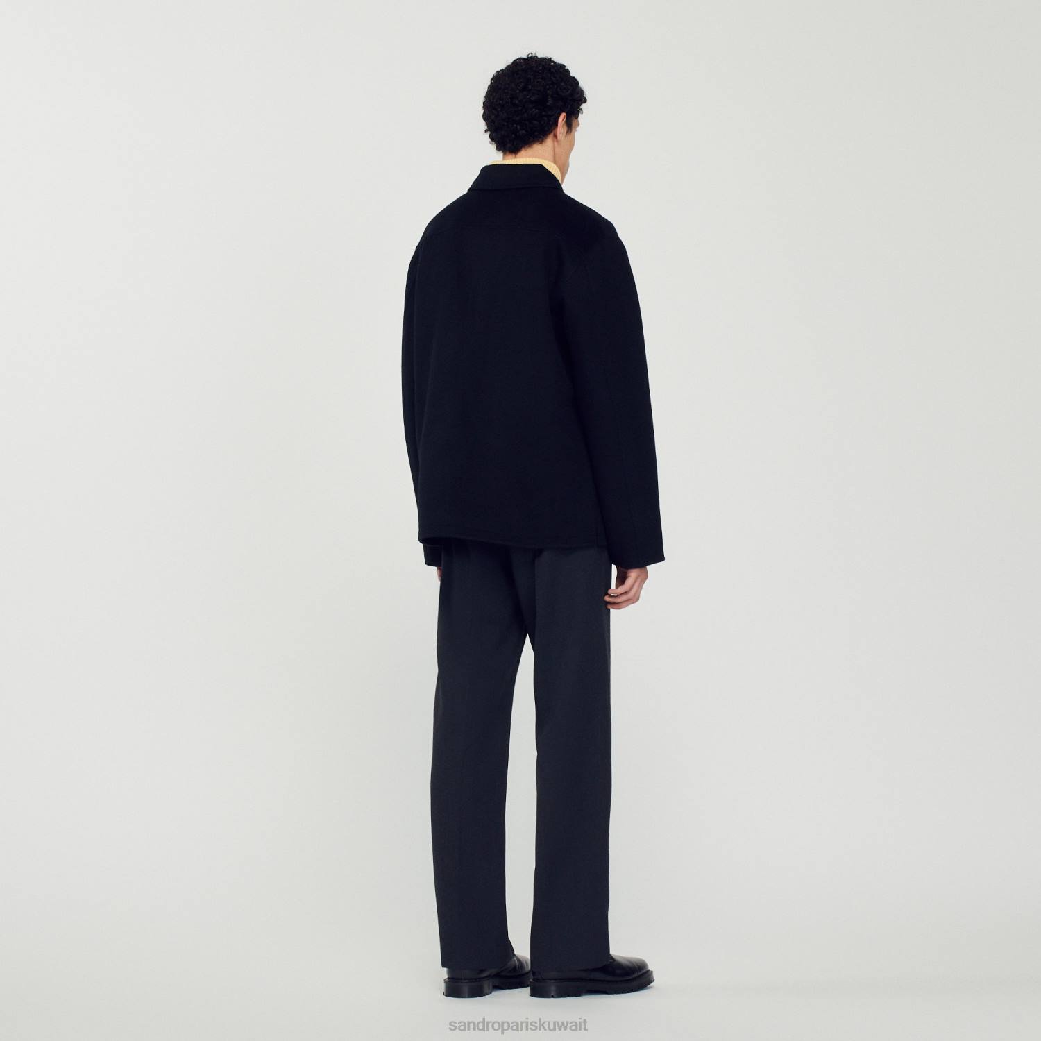 ثياب Sandro Paris سترة من الصوف أسود رجال ZJ00682