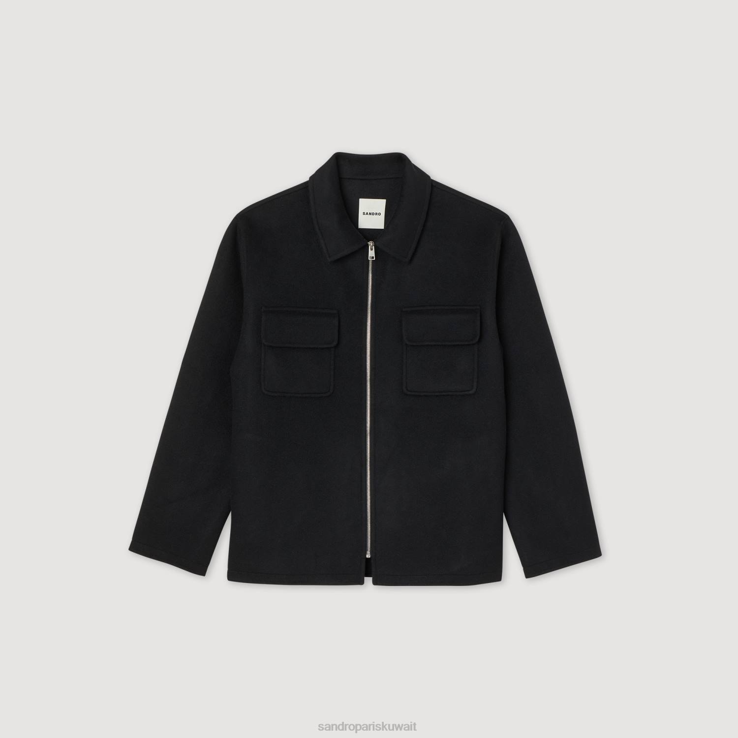 ثياب Sandro Paris سترة من الصوف أسود رجال ZJ00682