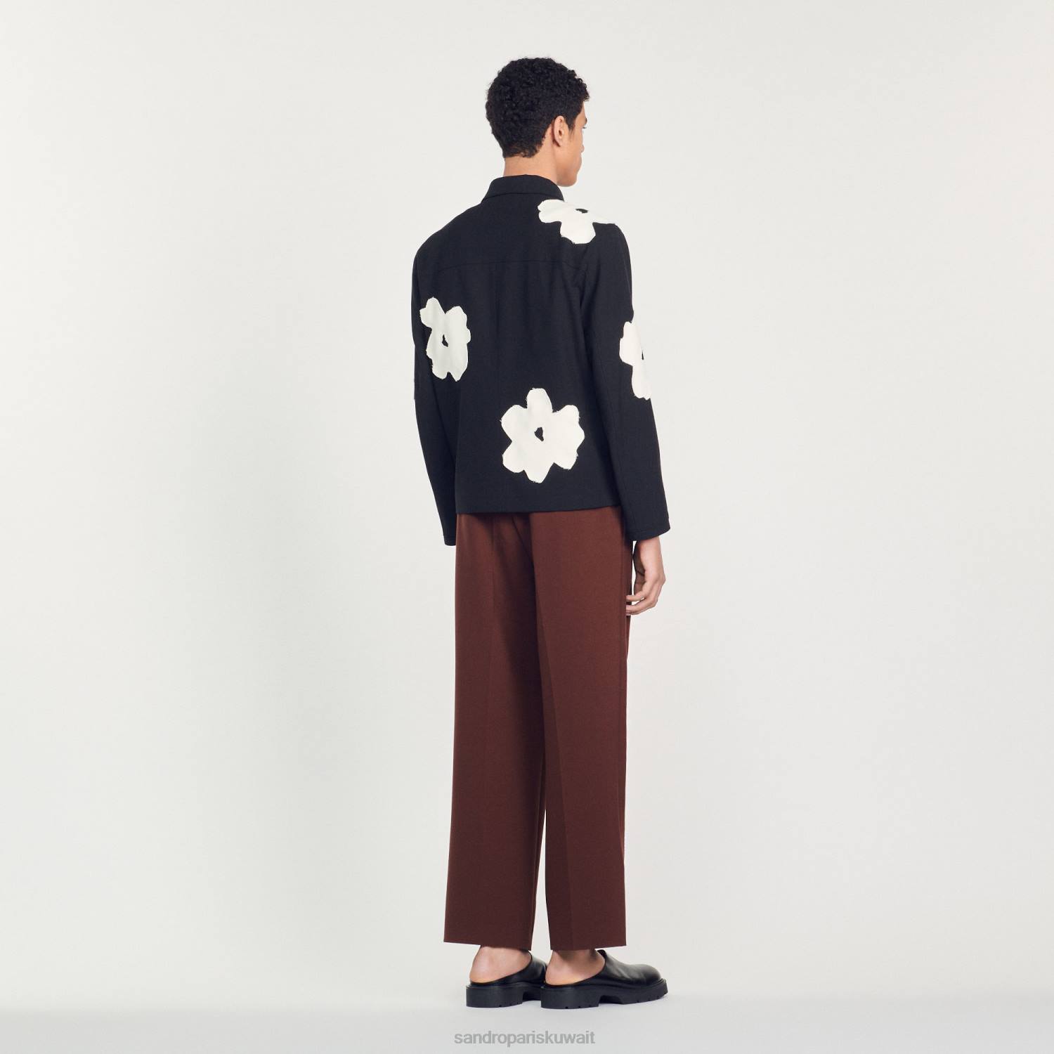 ثياب Sandro Paris سترة بزخارف نباتية أسود رجال ZJ00683