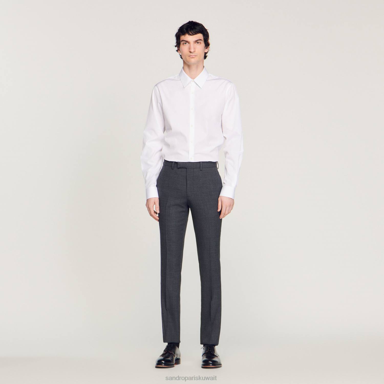 ثياب Sandro Paris السراويل دعوى الصوف سخر من الرمادي رجال ZJ00684