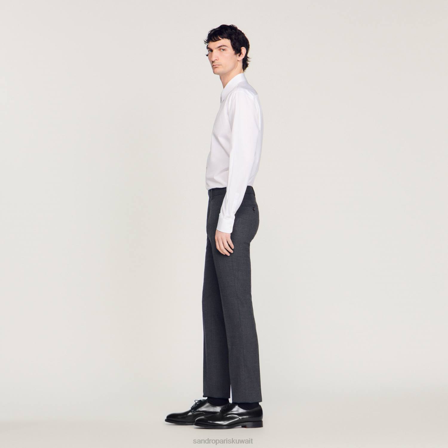 ثياب Sandro Paris السراويل دعوى الصوف سخر من الرمادي رجال ZJ00684