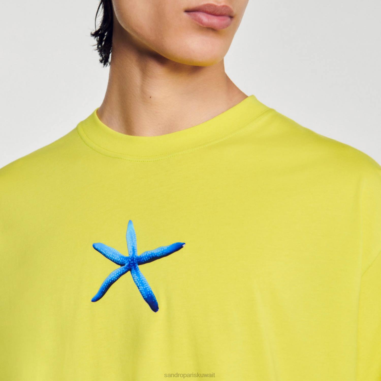 ثياب Sandro Paris تي شيرت نجم البحر اليانسون الأخضر رجال ZJ00686