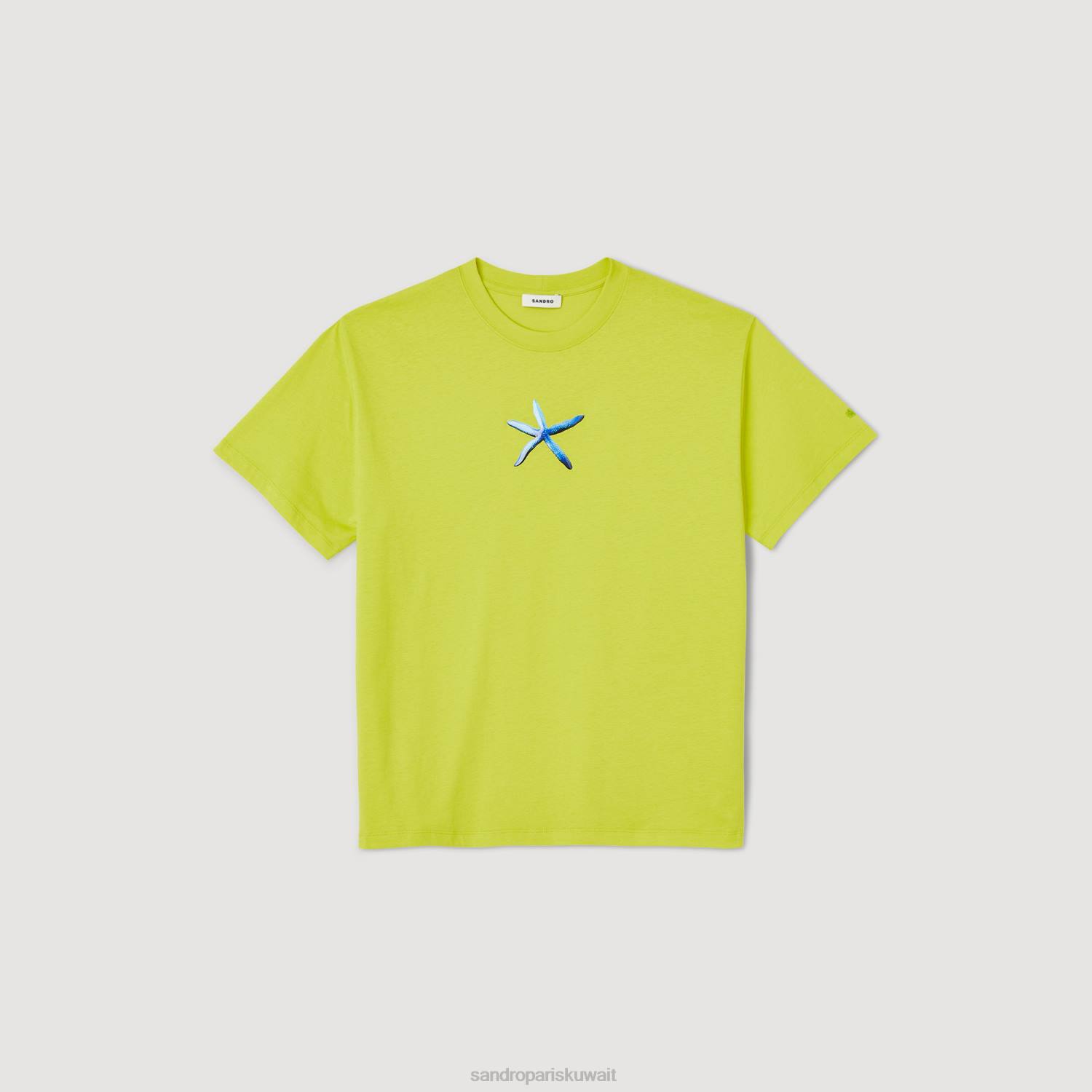 ثياب Sandro Paris تي شيرت نجم البحر اليانسون الأخضر رجال ZJ00686