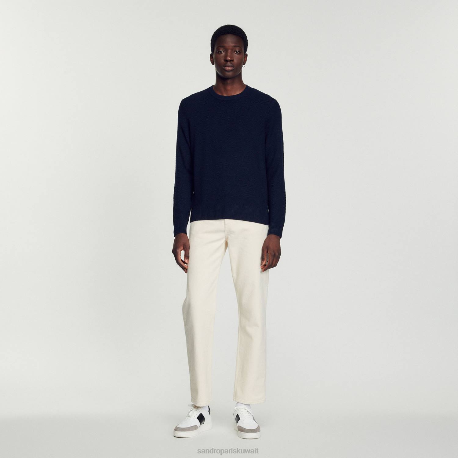 ثياب Sandro Paris كنزة صوف الأزرق الداكن رجال ZJ00687