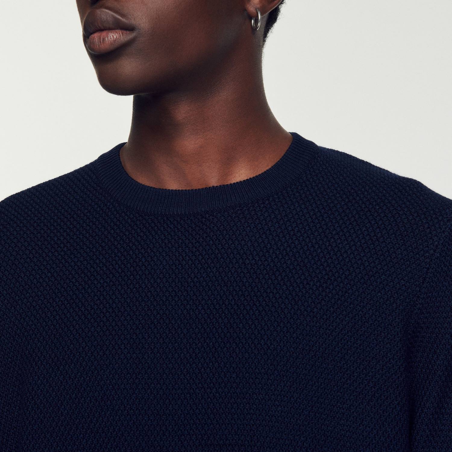 ثياب Sandro Paris كنزة صوف الأزرق الداكن رجال ZJ00687