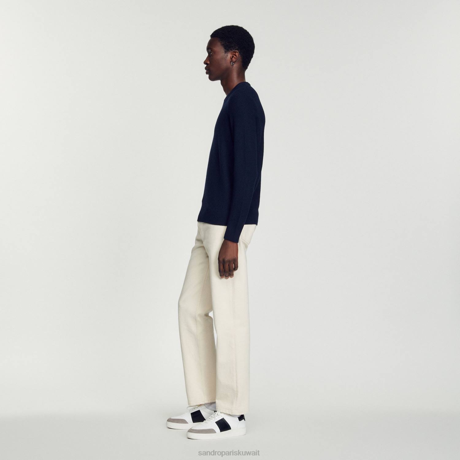 ثياب Sandro Paris كنزة صوف الأزرق الداكن رجال ZJ00687