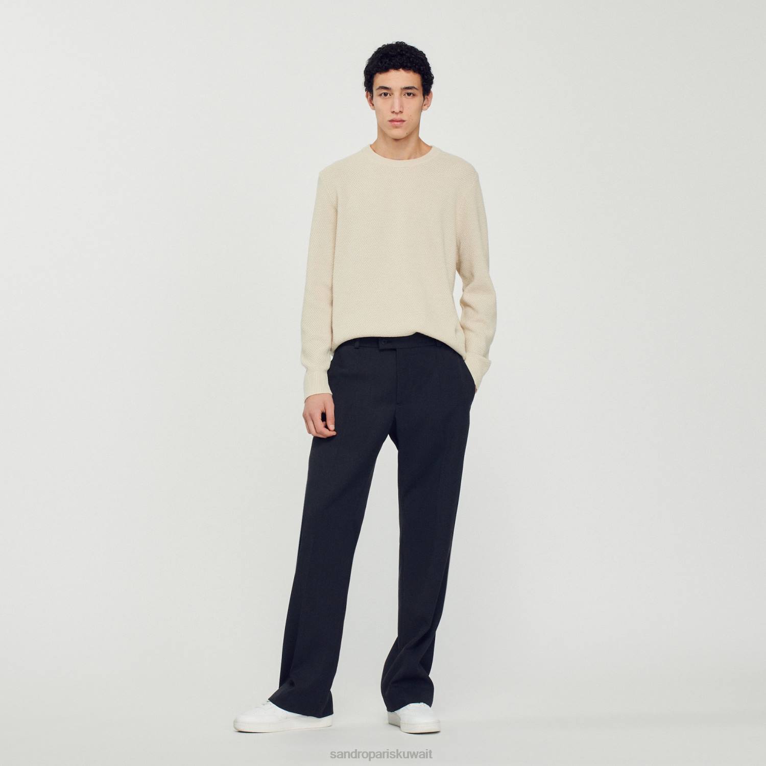 ثياب Sandro Paris كنزة صوف بيج فاتح رجال ZJ00688