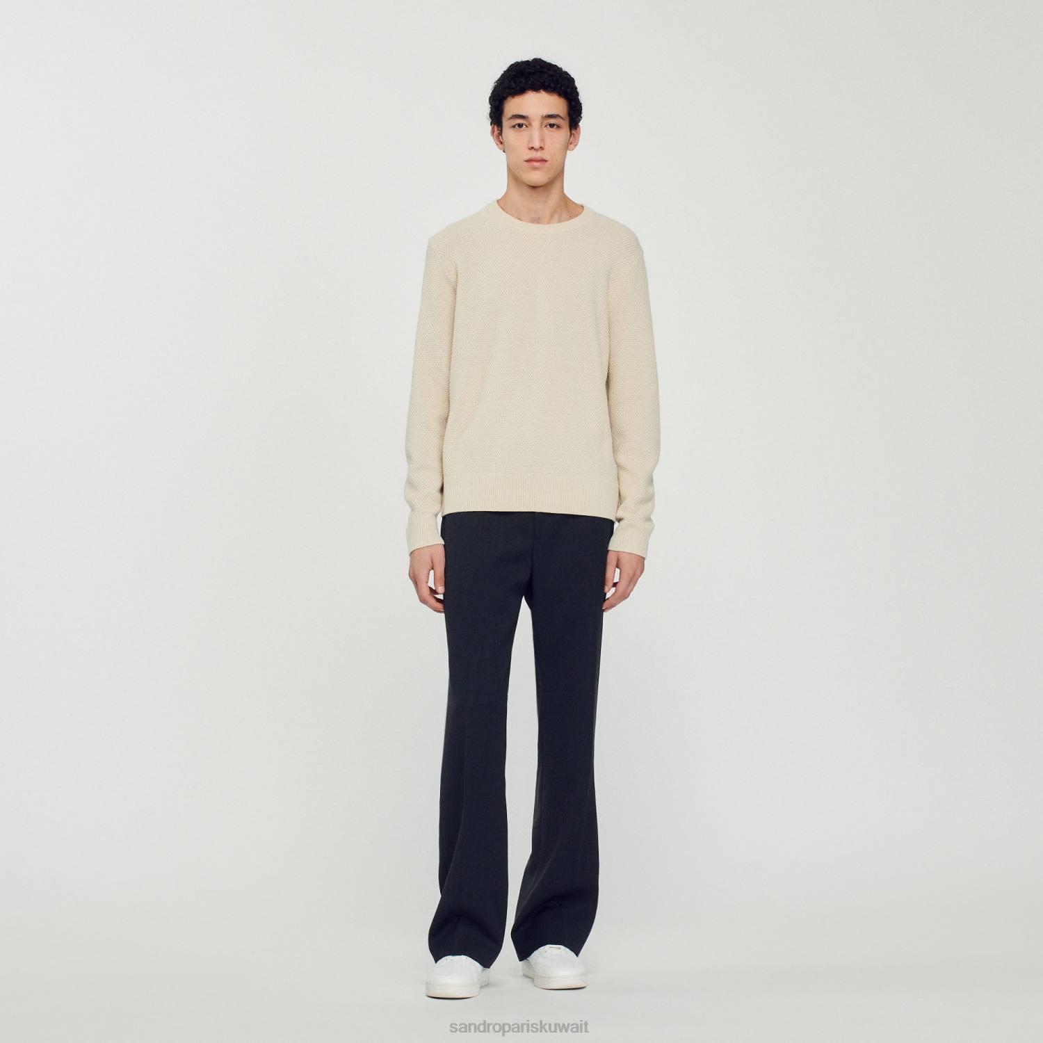 ثياب Sandro Paris كنزة صوف بيج فاتح رجال ZJ00688