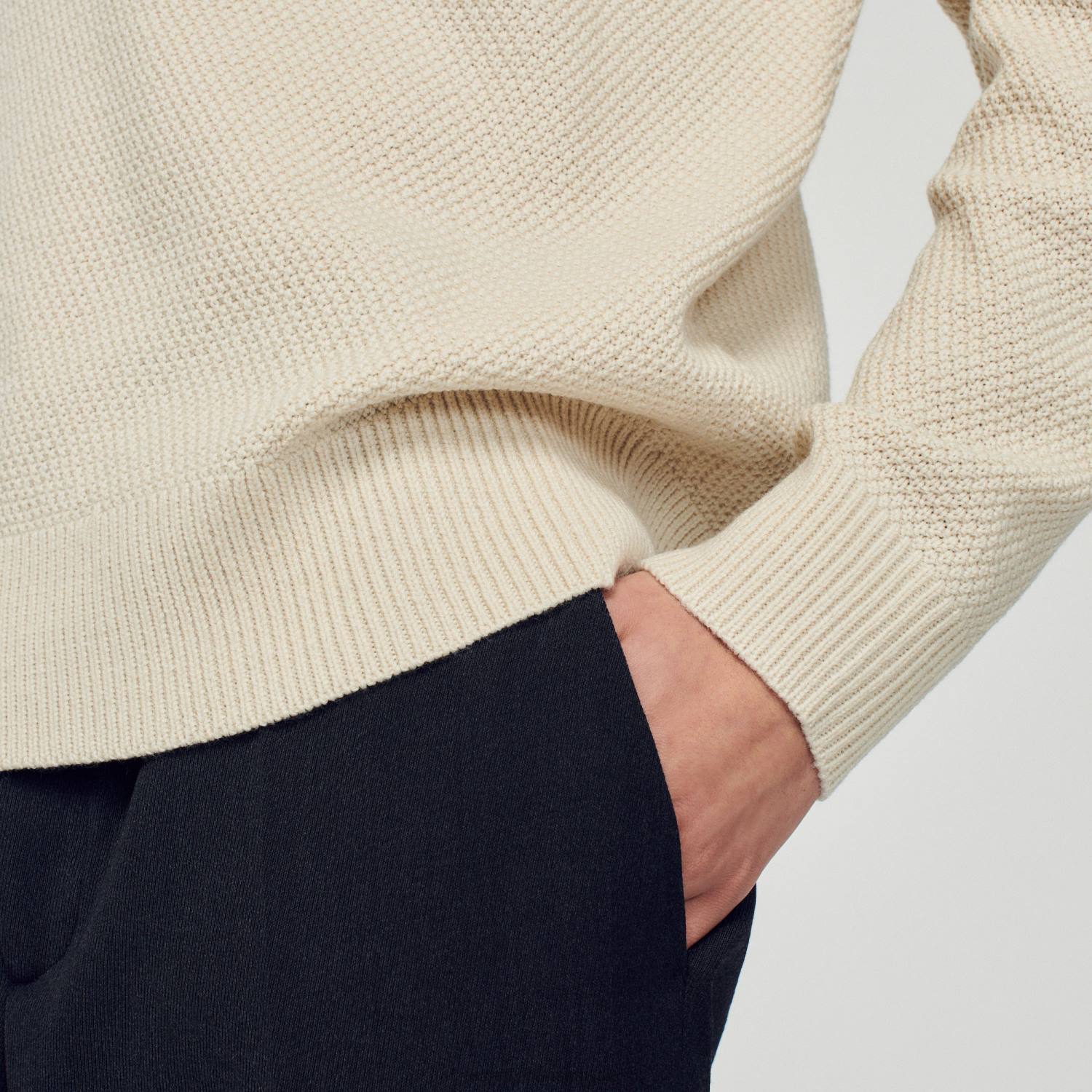 ثياب Sandro Paris كنزة صوف بيج فاتح رجال ZJ00688